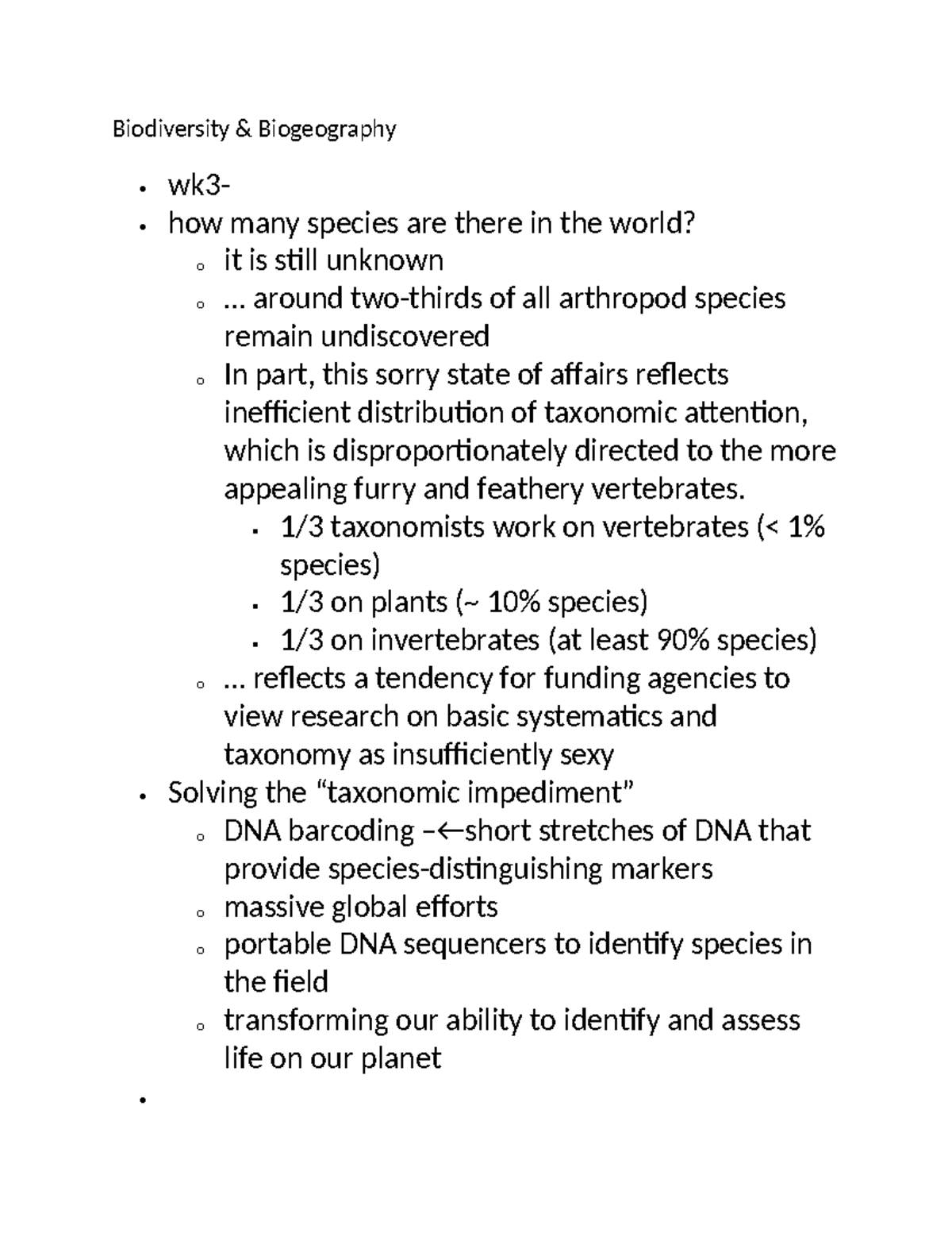 Biodiversity - Ecosystem Ecology Fall 2023 - Biodiversity ...