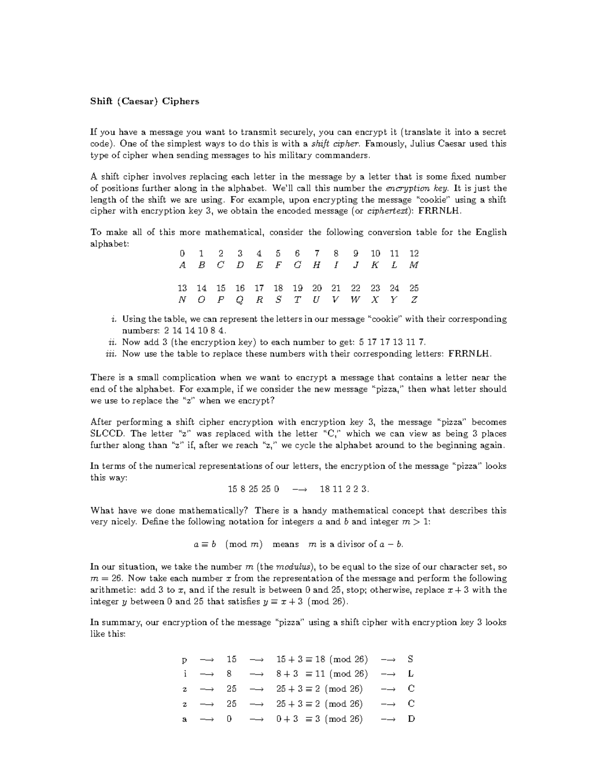 Shift Register, functions and examples - Shift (Caesar) Ciphers If you ...