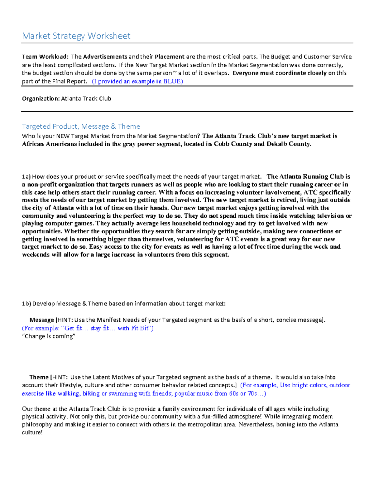 Market Strategy Worksheet copy - Market Strategy Worksheet Team ...
