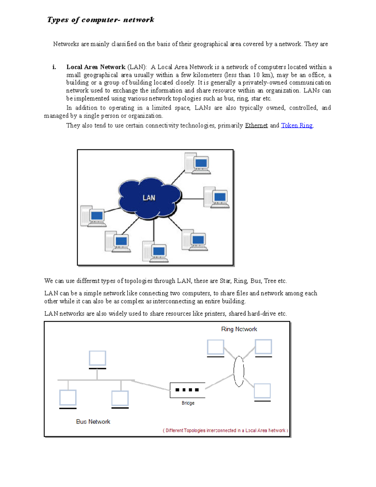2. Types of network - notes - Types of computer- network Networks are ...