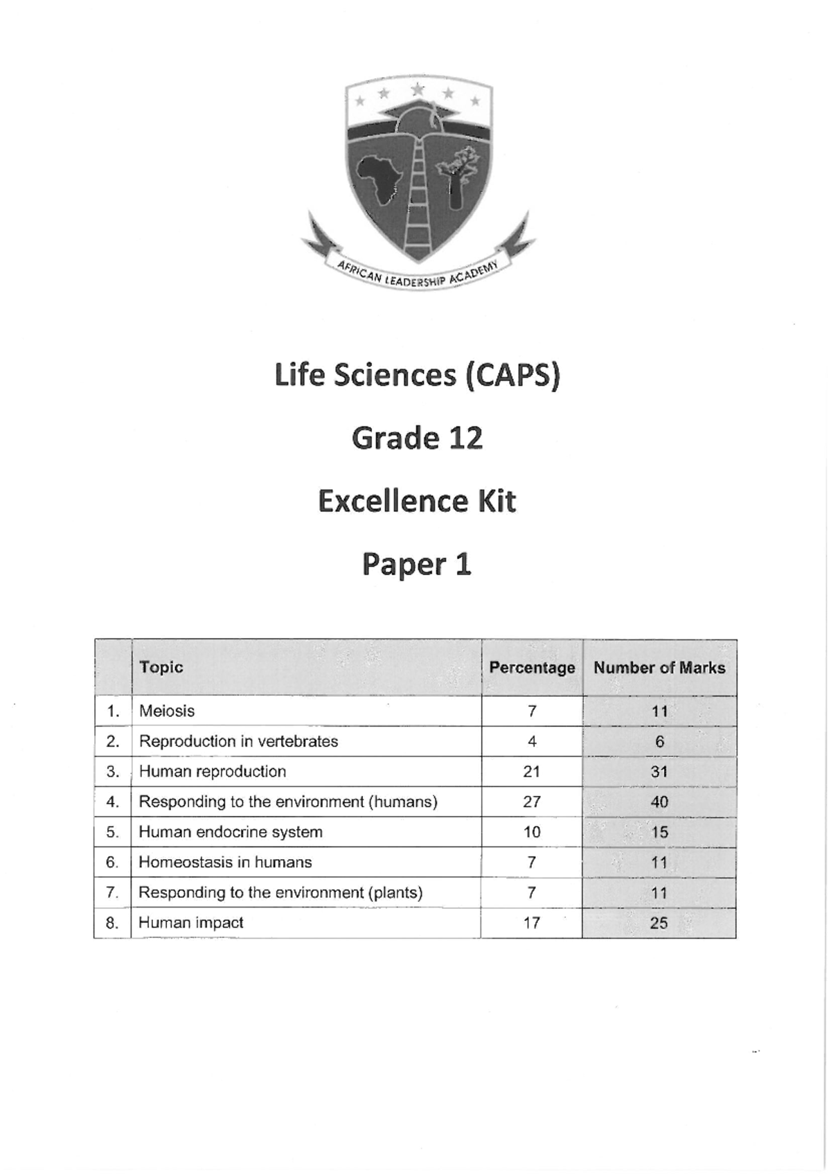 Excellence kit gr12 life sciences paper 1 tms3723 studocu