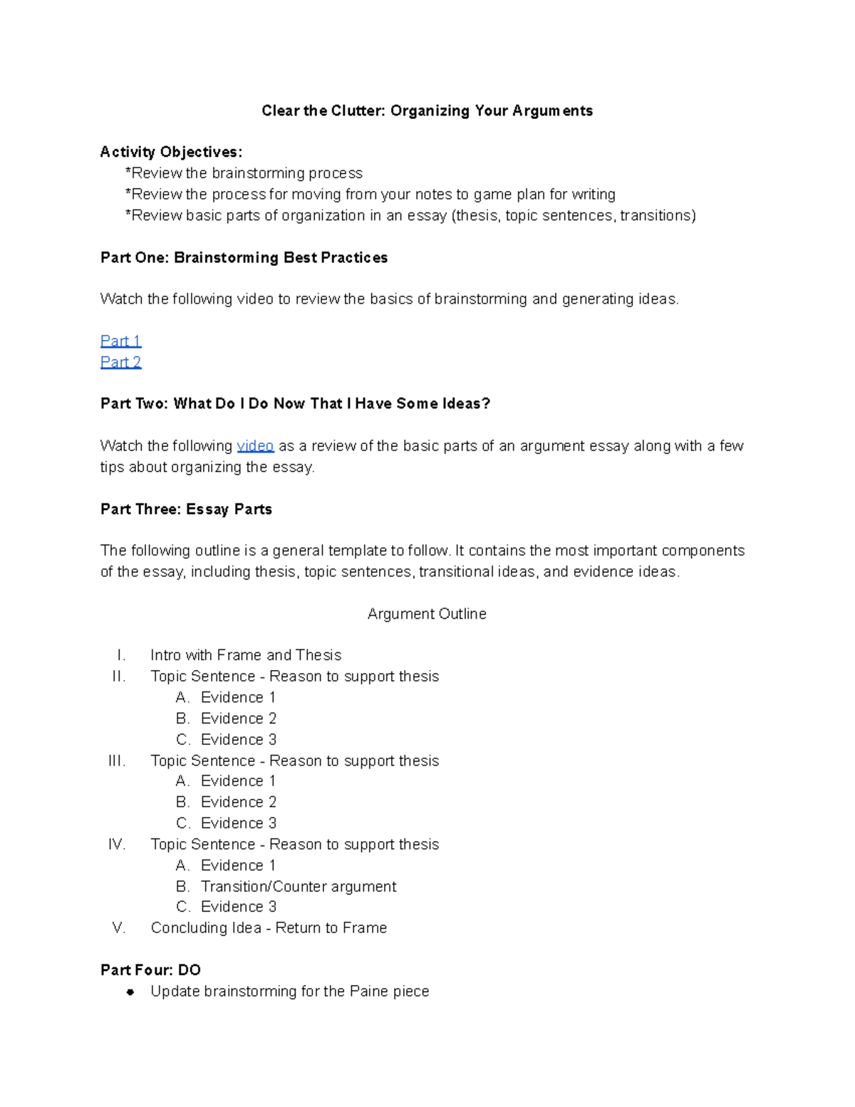 2023 Clear the Clutter Organizing your Arguments - Clear the Clutter ...