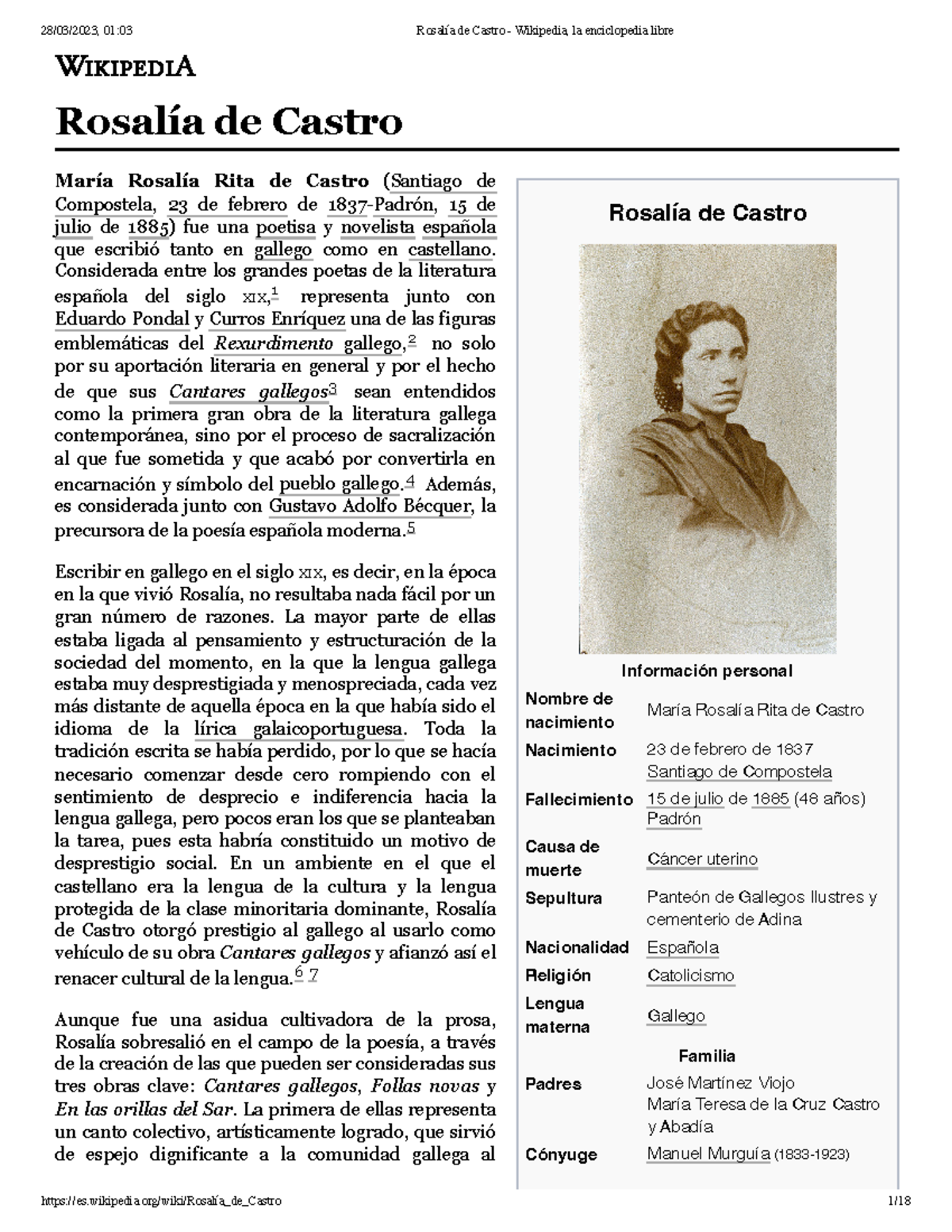 Rosalía de Castro Rosalía de Castro