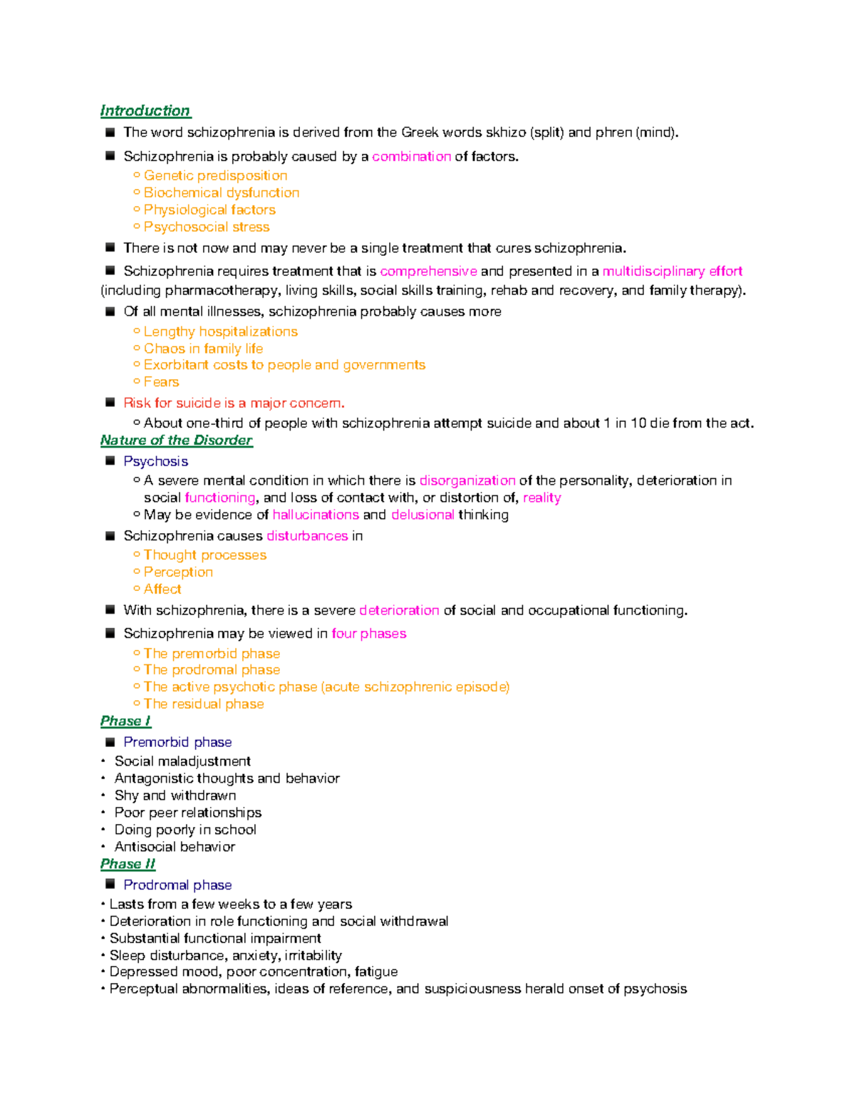 Chapter 24 Schizophrenia - Introduction The word schizophrenia is ...