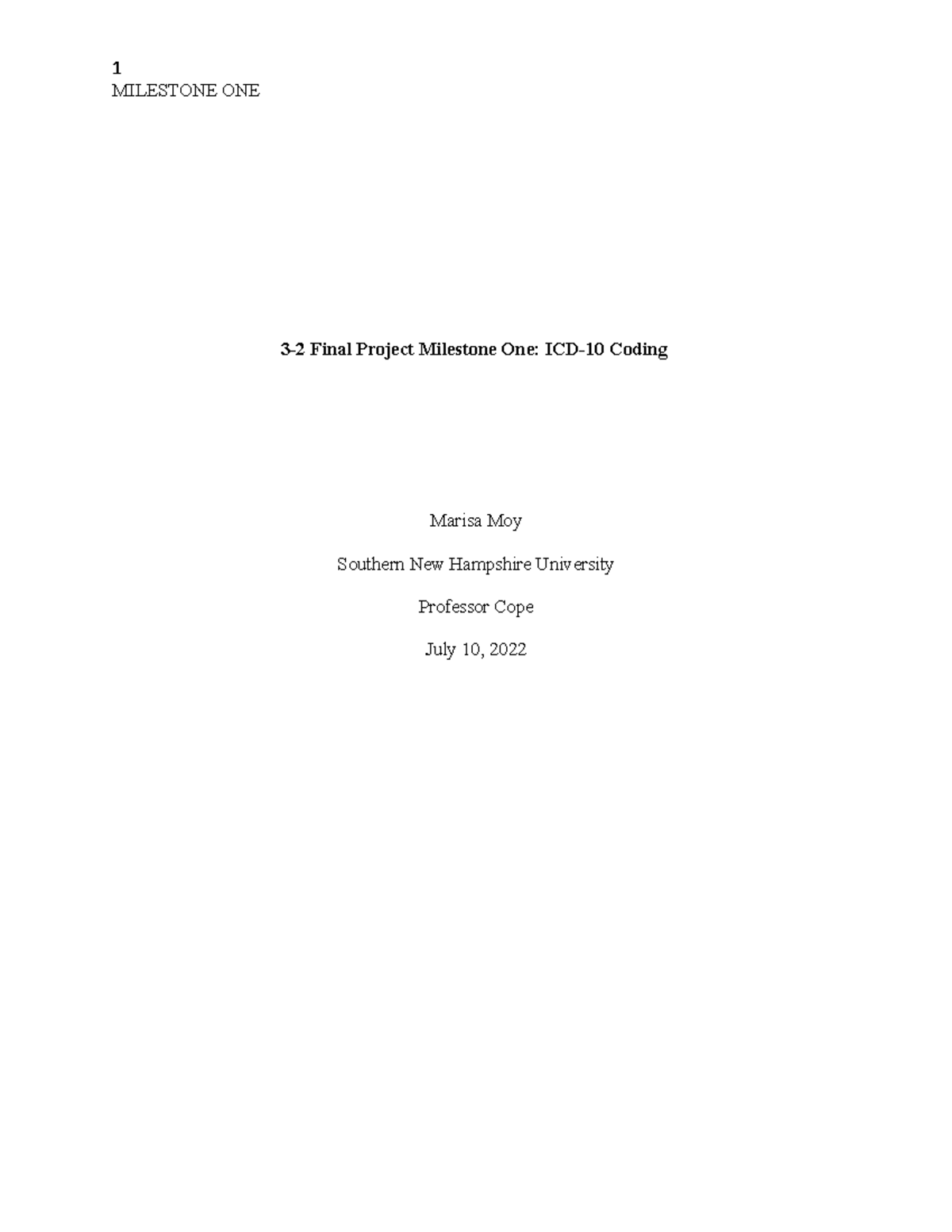 Milestone 3-2 HIM 215 - Assignment - 1 MILESTONE ONE 3-2 Final Project ...