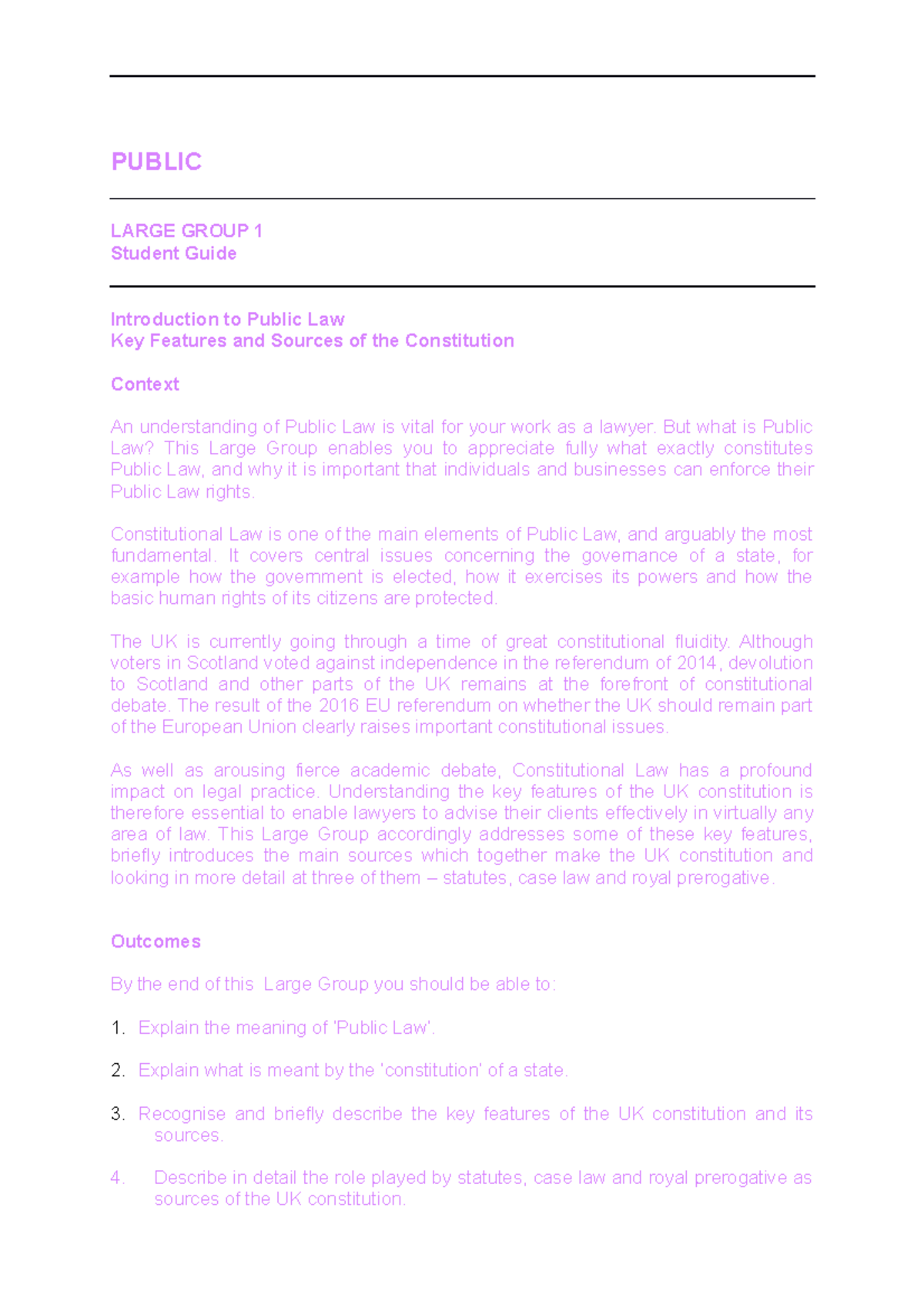 Introduction to Public Law - PUBLIC LARGE GROUP 1 Student Guide ...