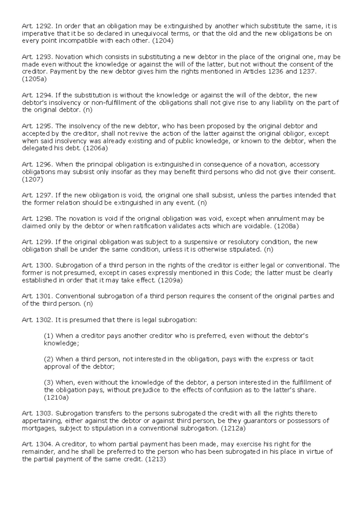 Oblicon Art 1292-1304 - Art. 1292. In order that an obligation may be ...