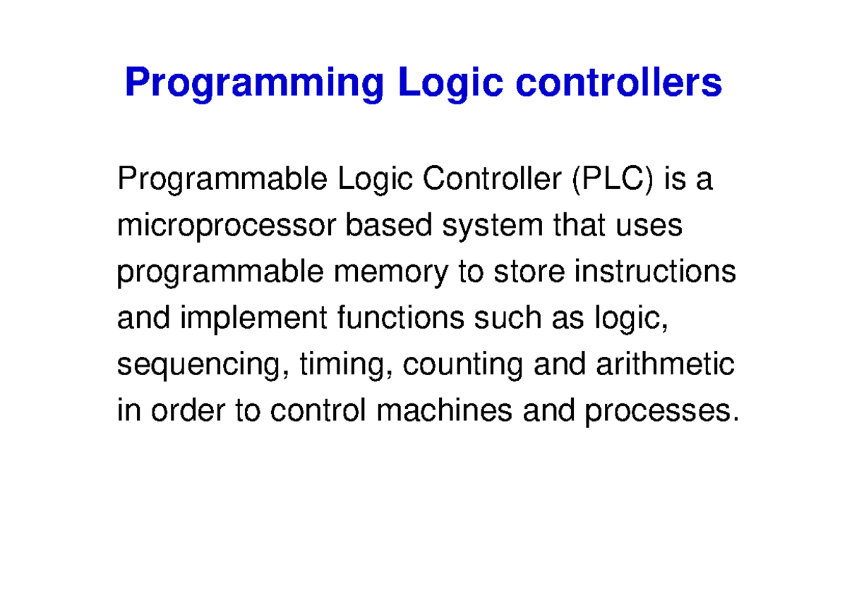 Plc notes - To electrical engineering students - Programming Logic ...