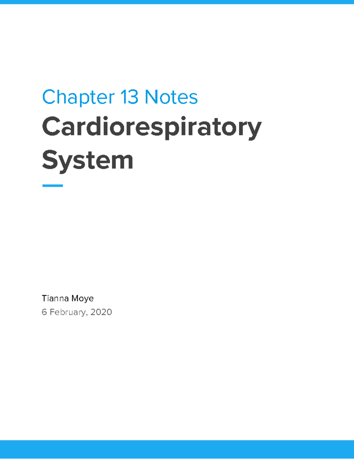 Ap notes - Chapter 13 Notes Cardiorespiratory System Tianna Moye 6 ...