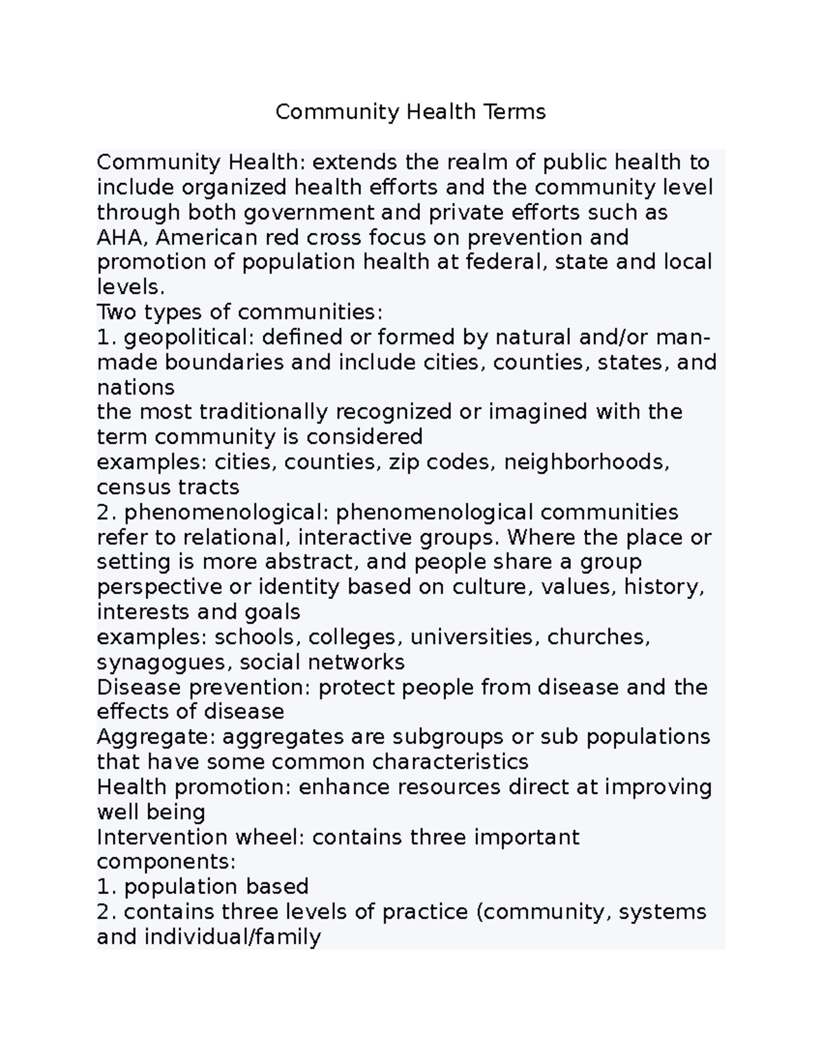 Community Health Terms - Community Health Terms Community Health ...