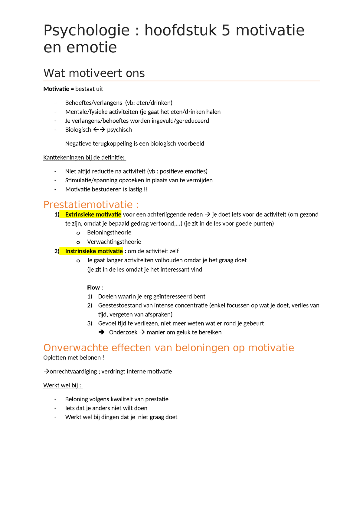 Motiveren + Emotie - Samenvatting Algemene Psychologie - En Emotie Wat ...