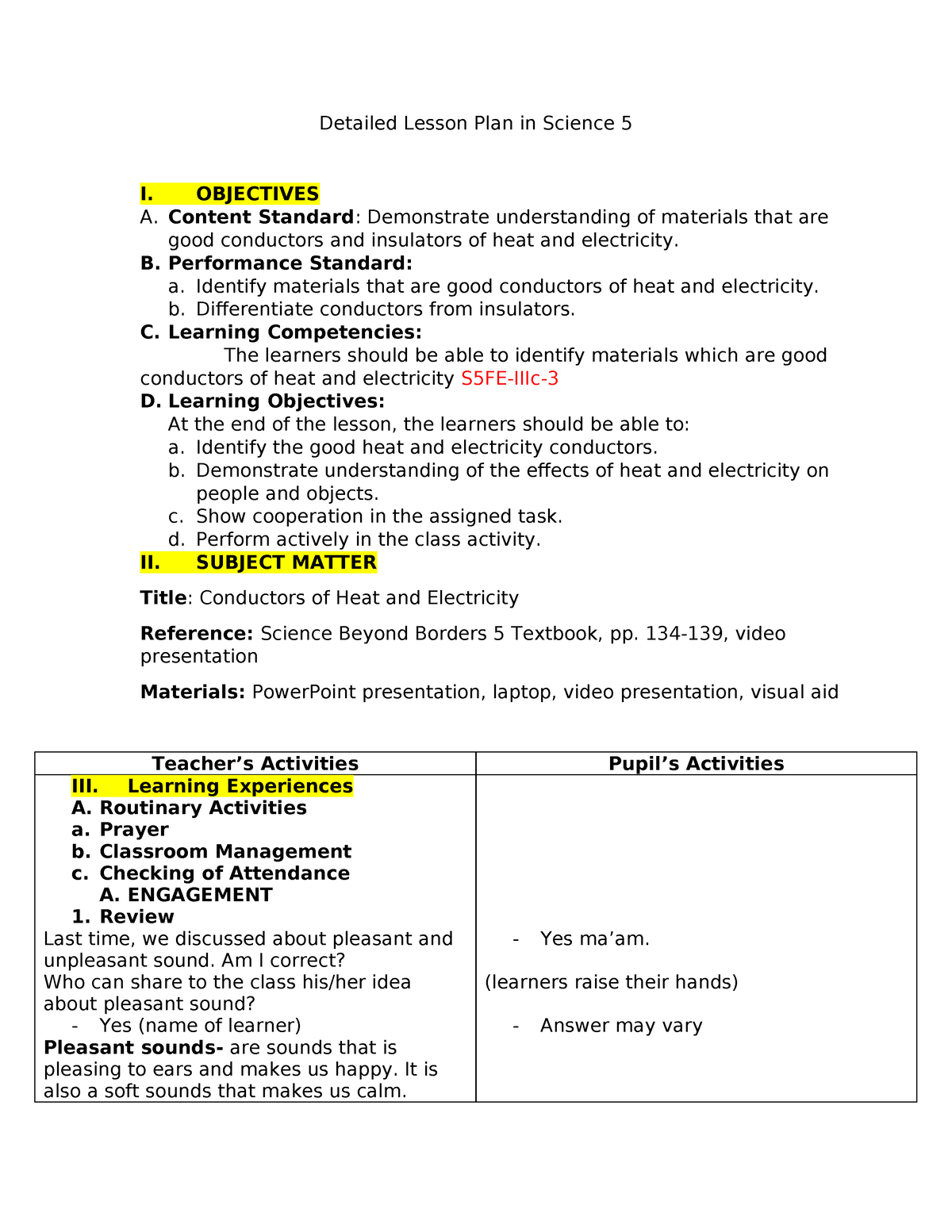 Conductors And Insulators - Detailed Lesson Plan In Science 5 I ...