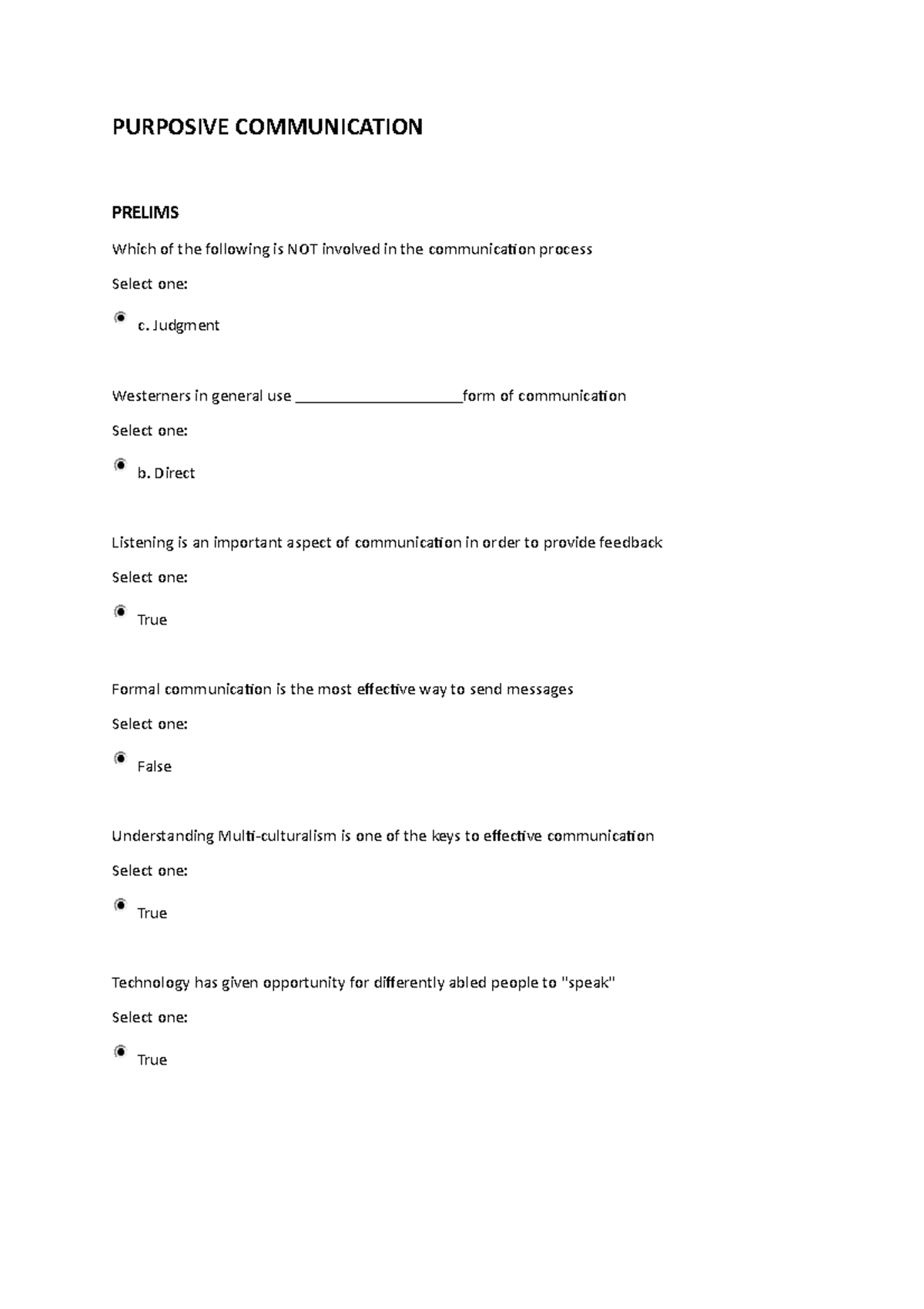 Purposive communication prelim midterm - PURPOSIVE COMMUNICATION ...