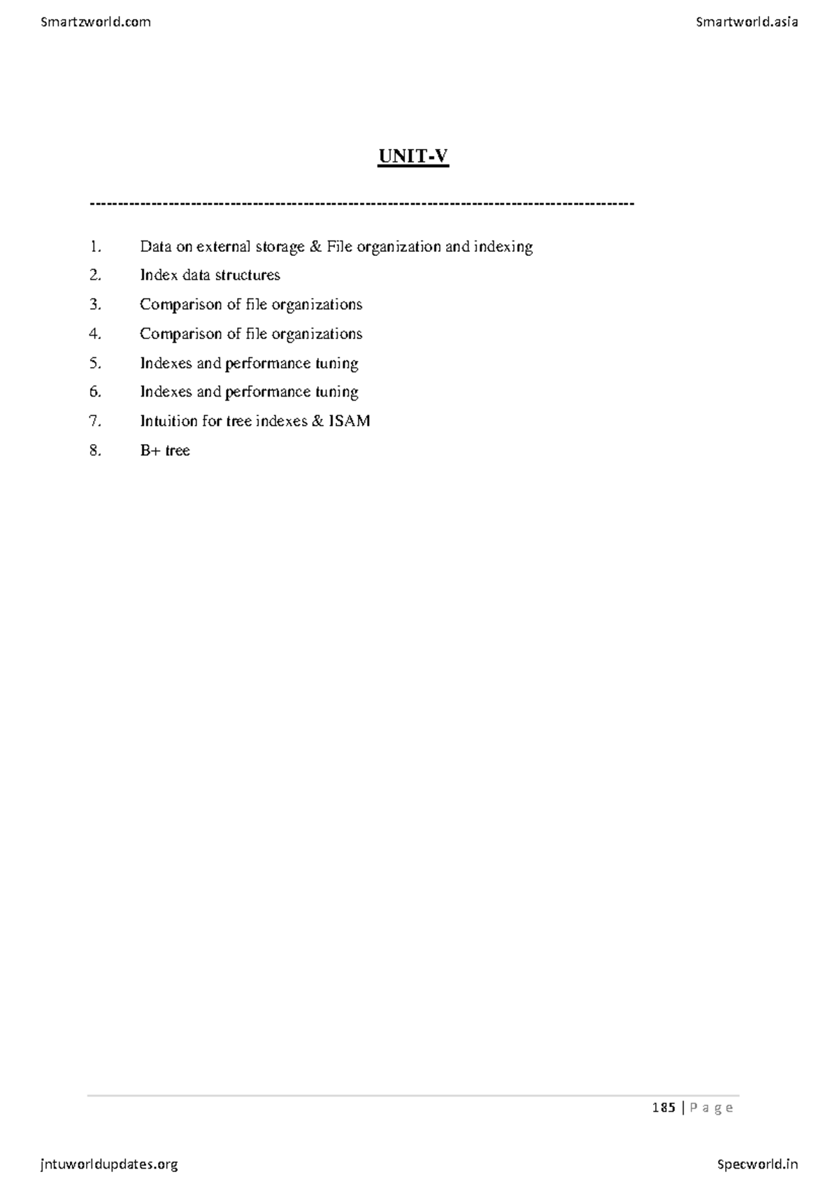DBMS UNIT 6 - dbms lecture notes - 185 | P a g e UNIT-V - Data on ...