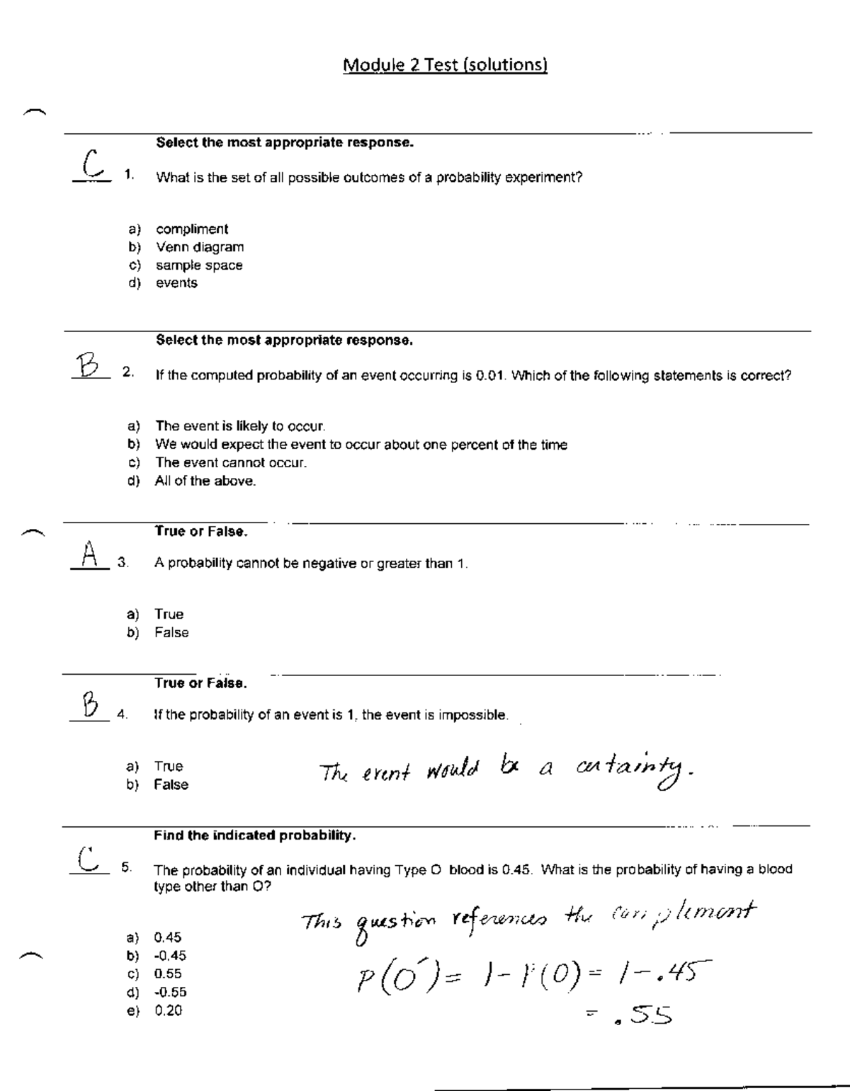 Module 2 Test (solutions) - Module 2 Test (solutions) Select the most ...