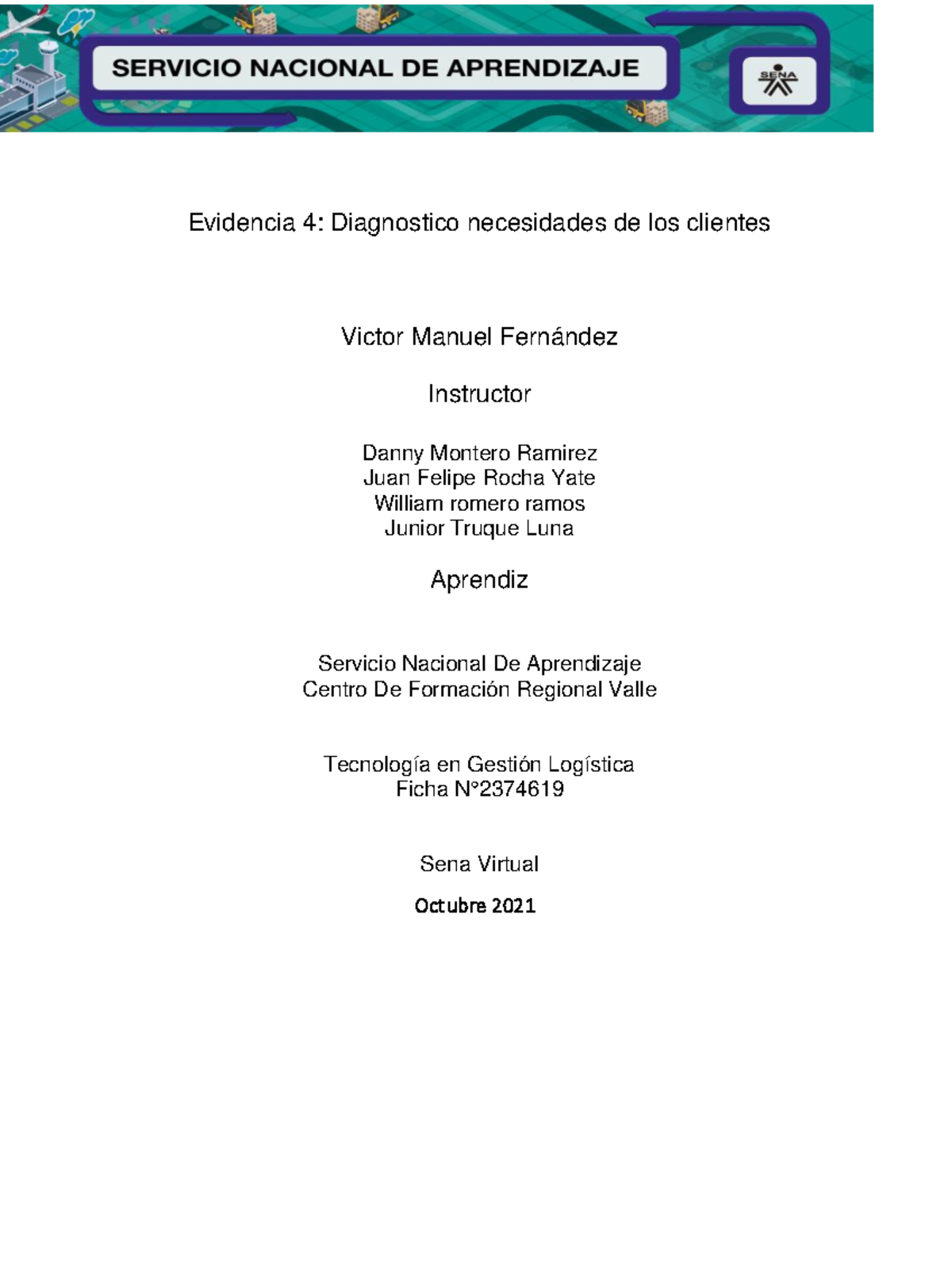 Evidencia 4 diagnostico necesidades delos clientes - Introducción a los ...