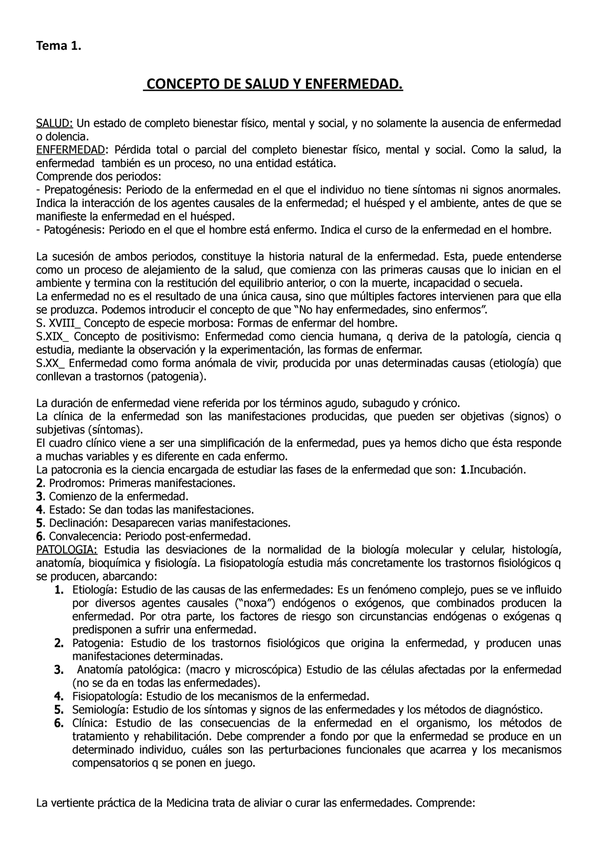 Tema 1 6 Apuntes Fisiopato Tema 1 Concepto De Salud Y Enfermedad Salud Un Estado De 