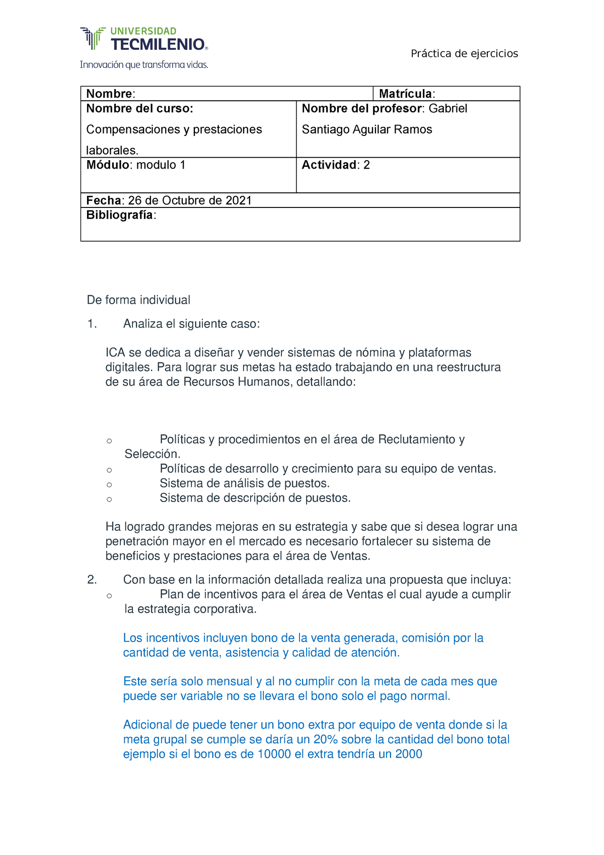 Actividad 2.- Compensaciones y prestaciones - Práctica de ejercicios ...