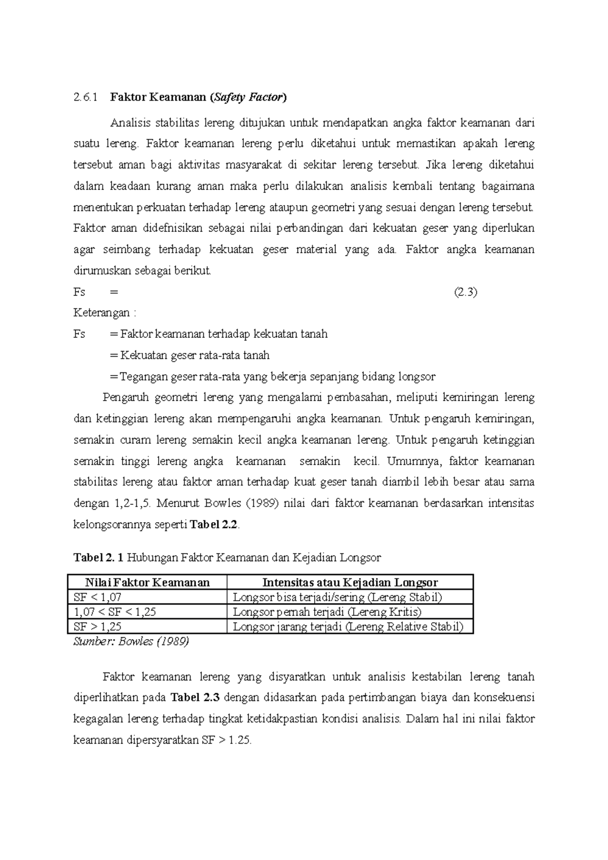 Blabla rumus 2.6 Faktor Keamanan (Safety Factor) Analisis