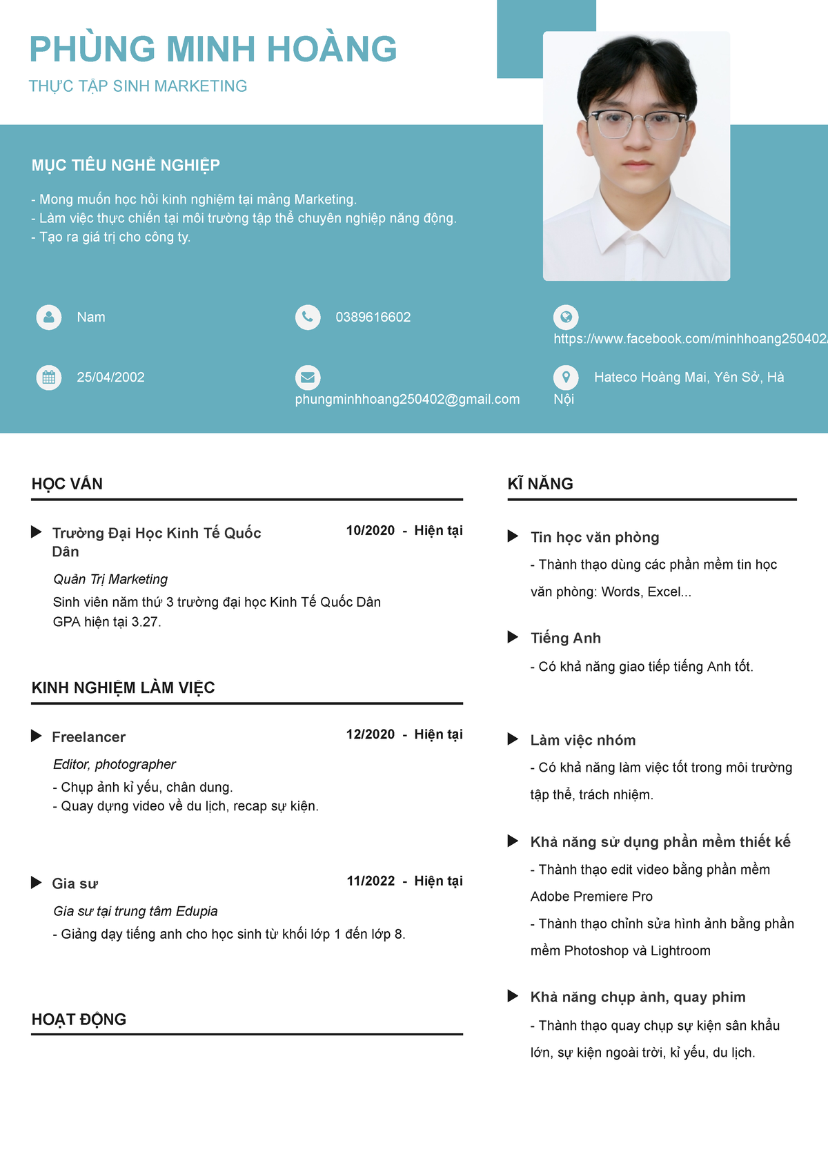 Phung Minh Hoang Top CV - 12313123 - PHÙNG MINH HOÀNG THỰC TẬP SINH ...