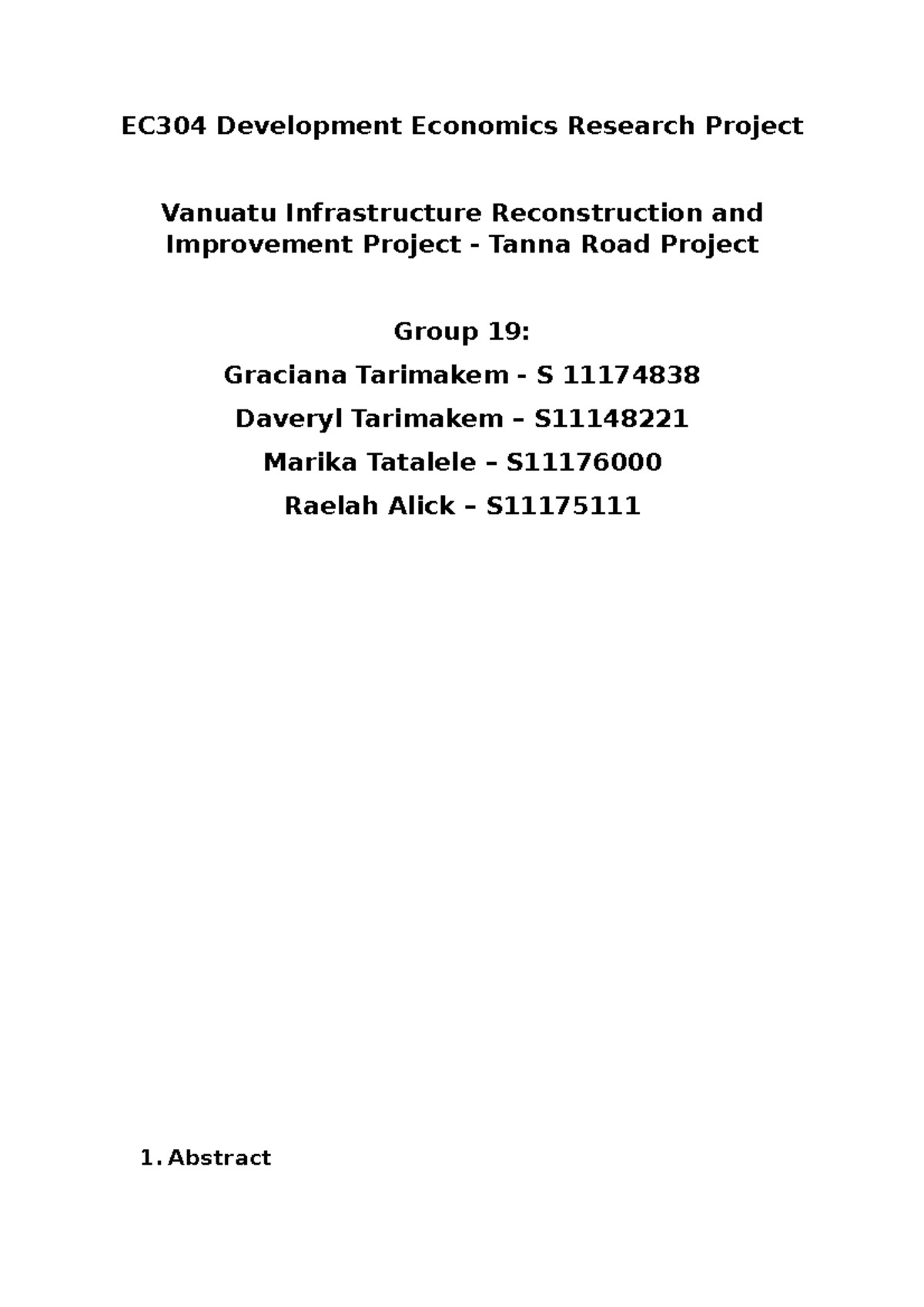 Research report - EC304 Development Economics Research Project Vanuatu ...