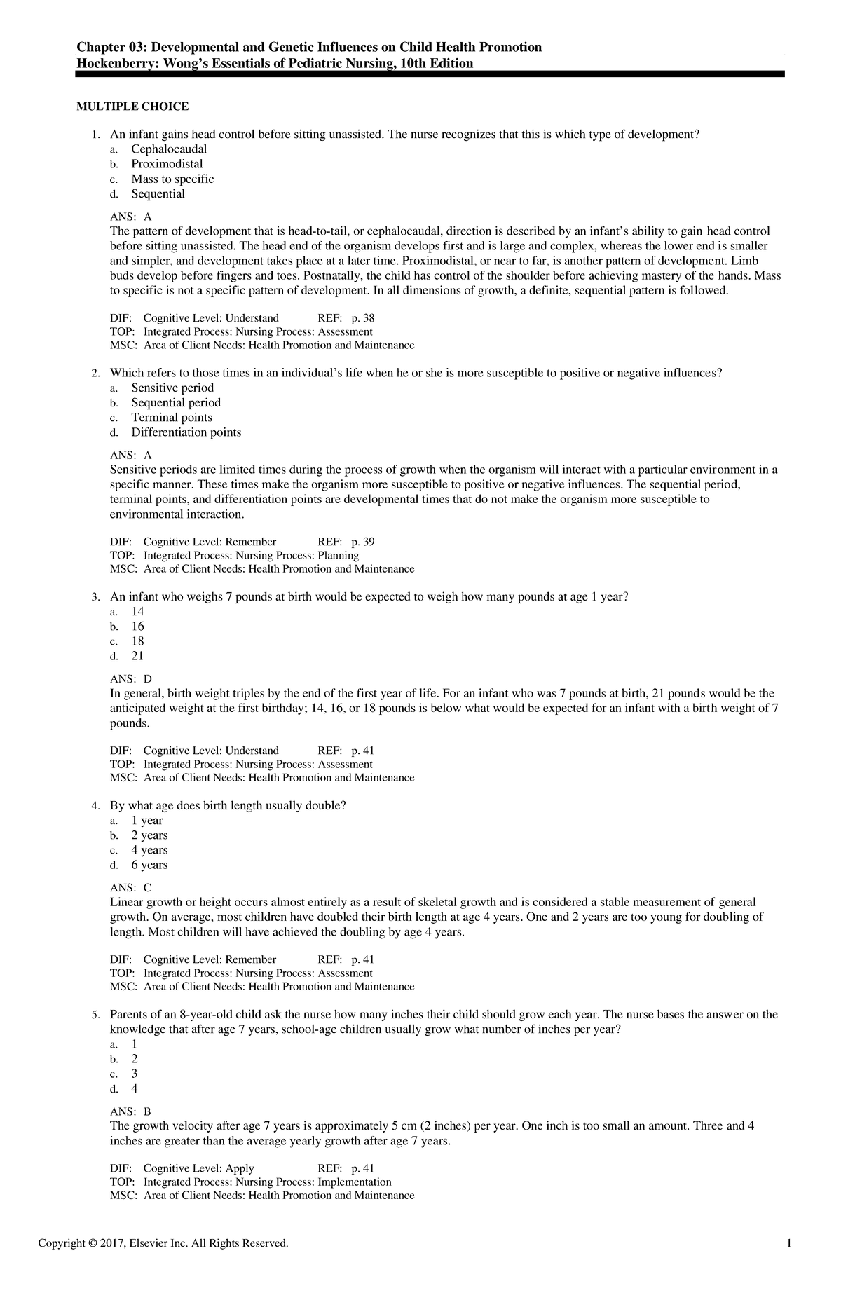 Exam View - Chapter 03 - Practice questions with rationales - Chapter ...