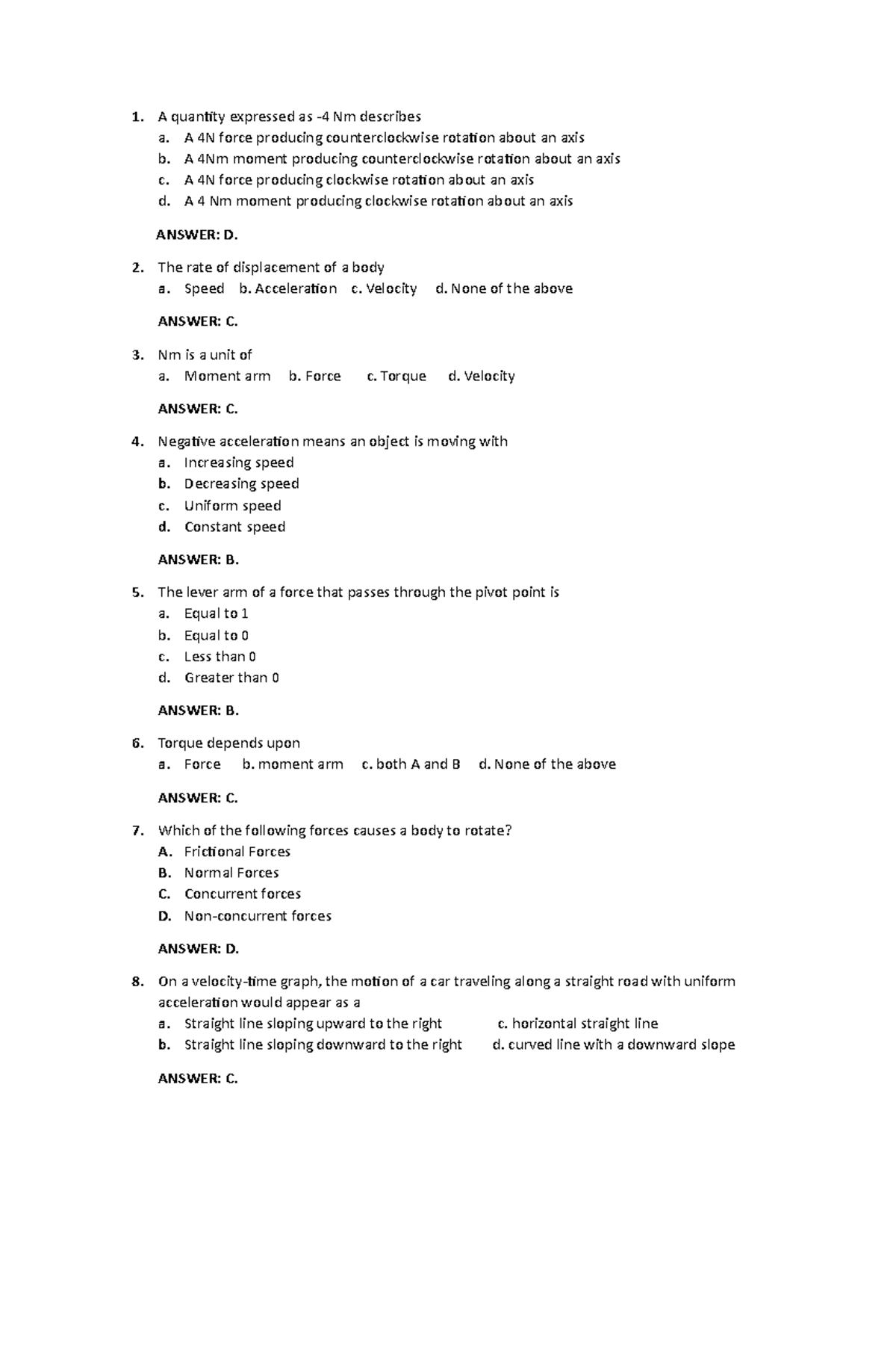 C-phy - Physical Education - A quantity expressed as -4 Nm describes a ...