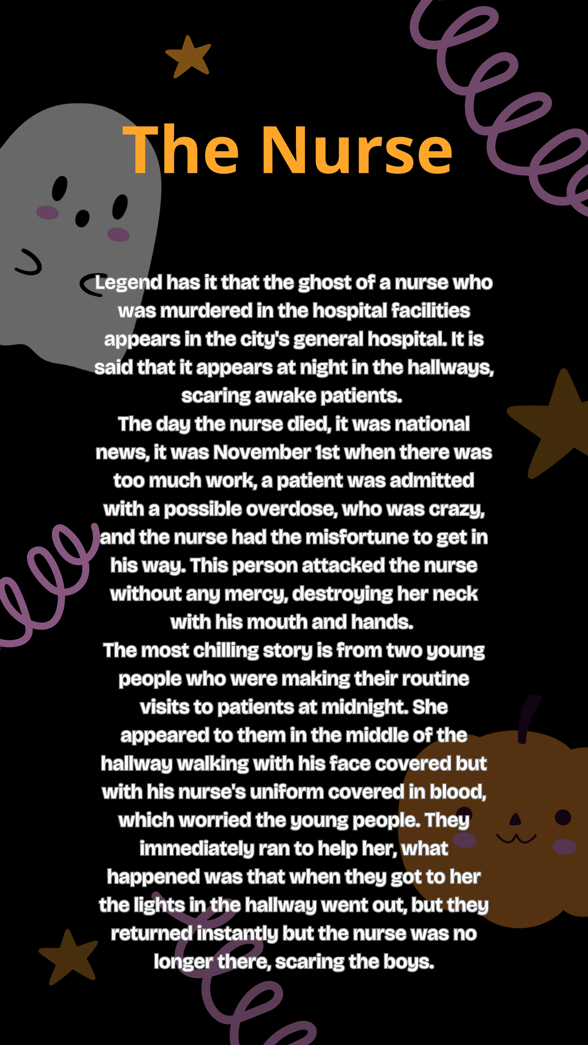 Historia de terror en ingles the nurse legend has it that the ghost