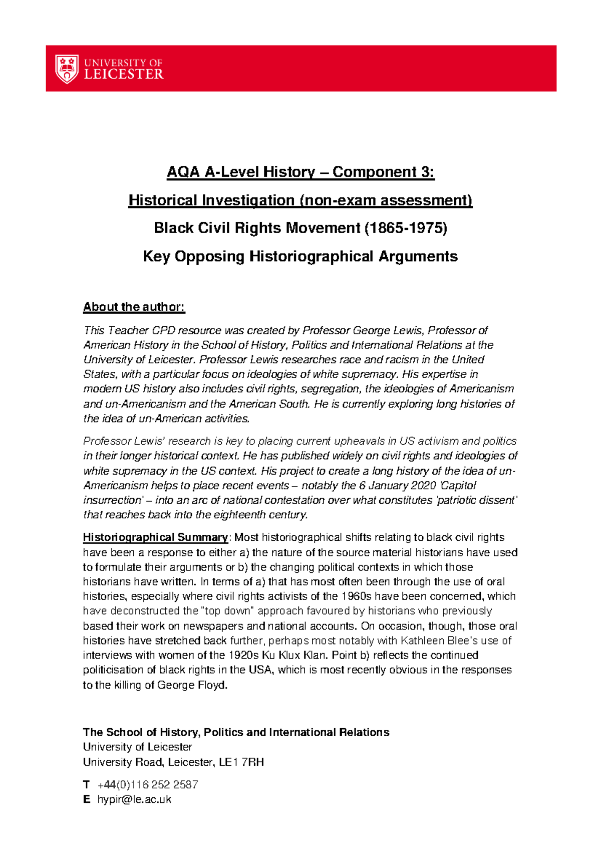 NEA US Civil Rights KS5 - shadhjdd - The School of History, Politics ...