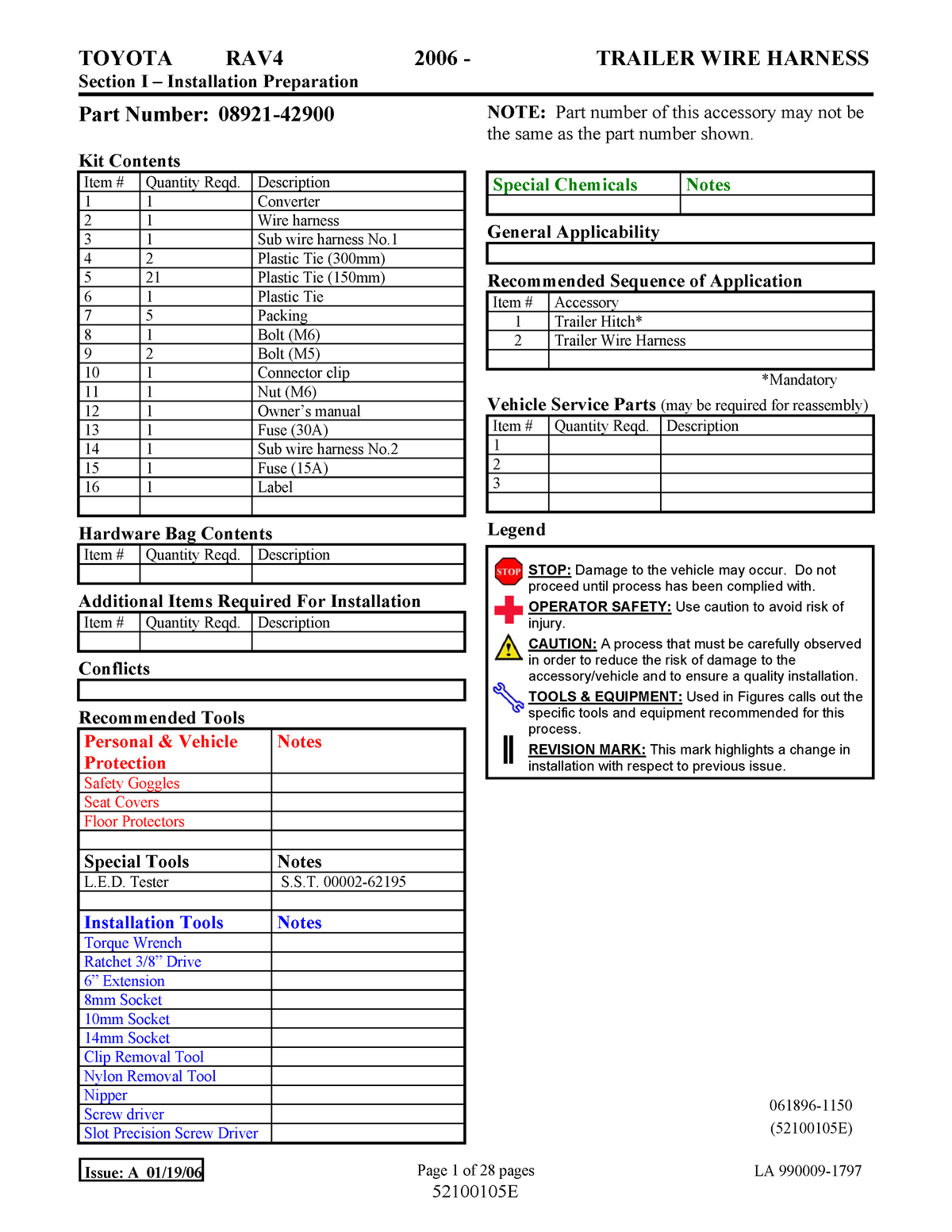 06 trailer wire harness - Section I – Installation Preparation Issue: A ...