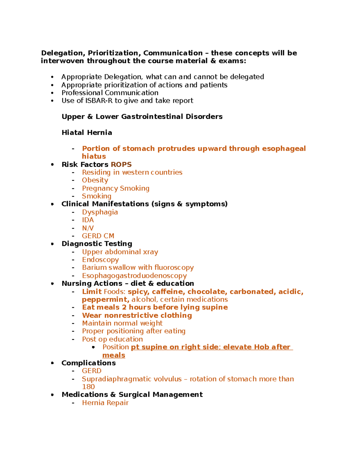 EXAM 2 MED SURG 2 - study guide - Delegation, Prioritization ...