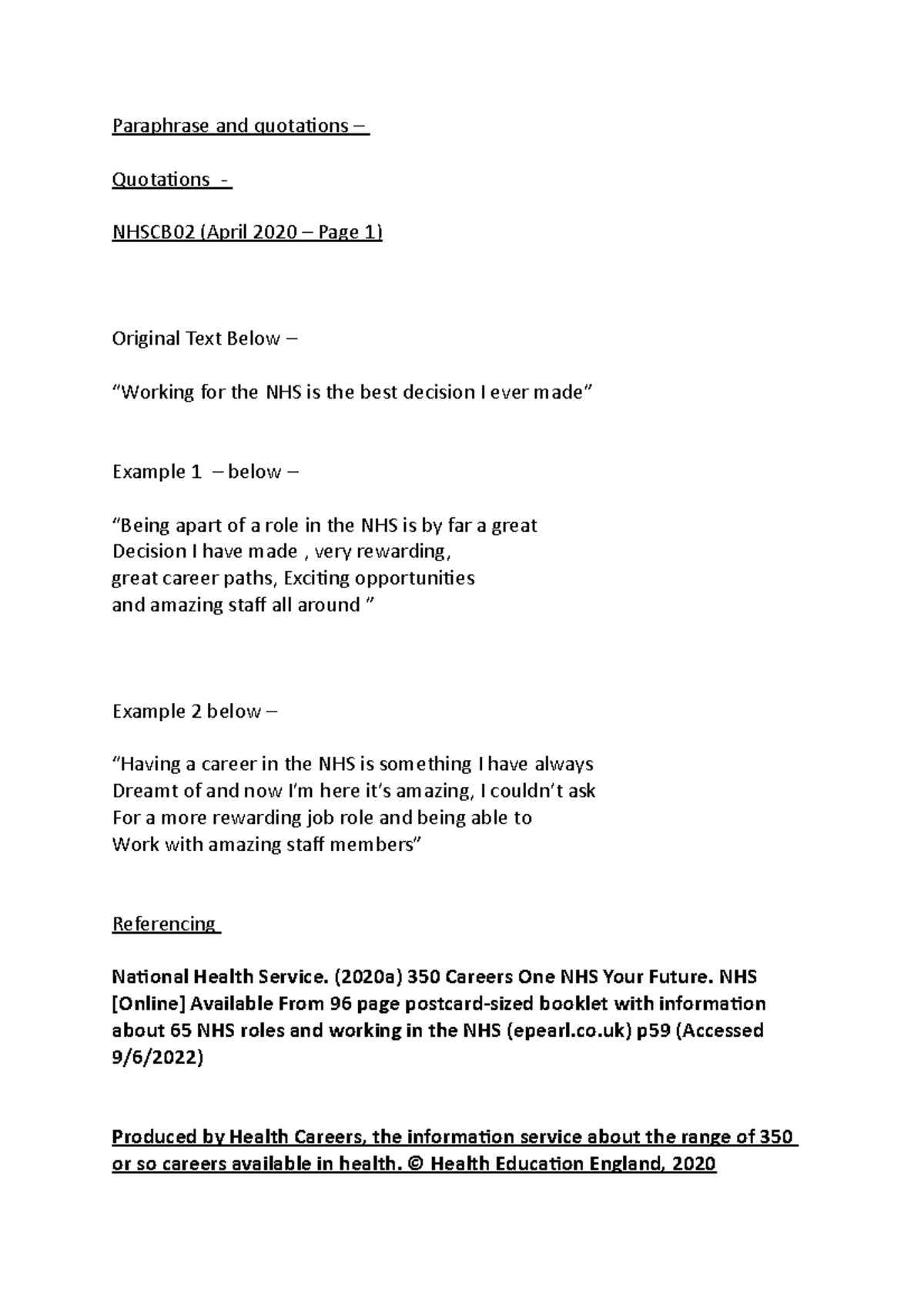 Paraphrases Quotations copy2 - Paraphrase and quotations – Quotations ...