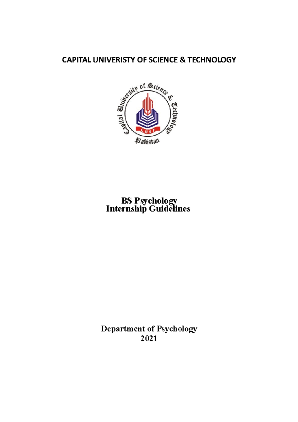 Final Internship Document CAPITAL UNIVERISTY OF SCIENCE & TECHNOLOGY