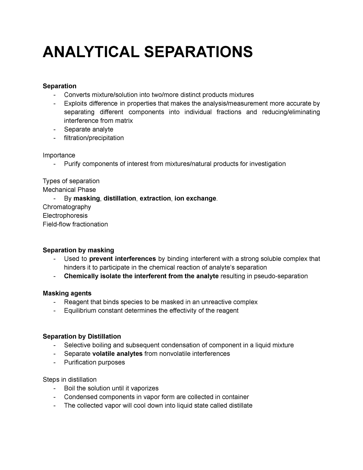 Analytical Separations - ANALYTICAL SEPARATIONS Separation - Converts ...