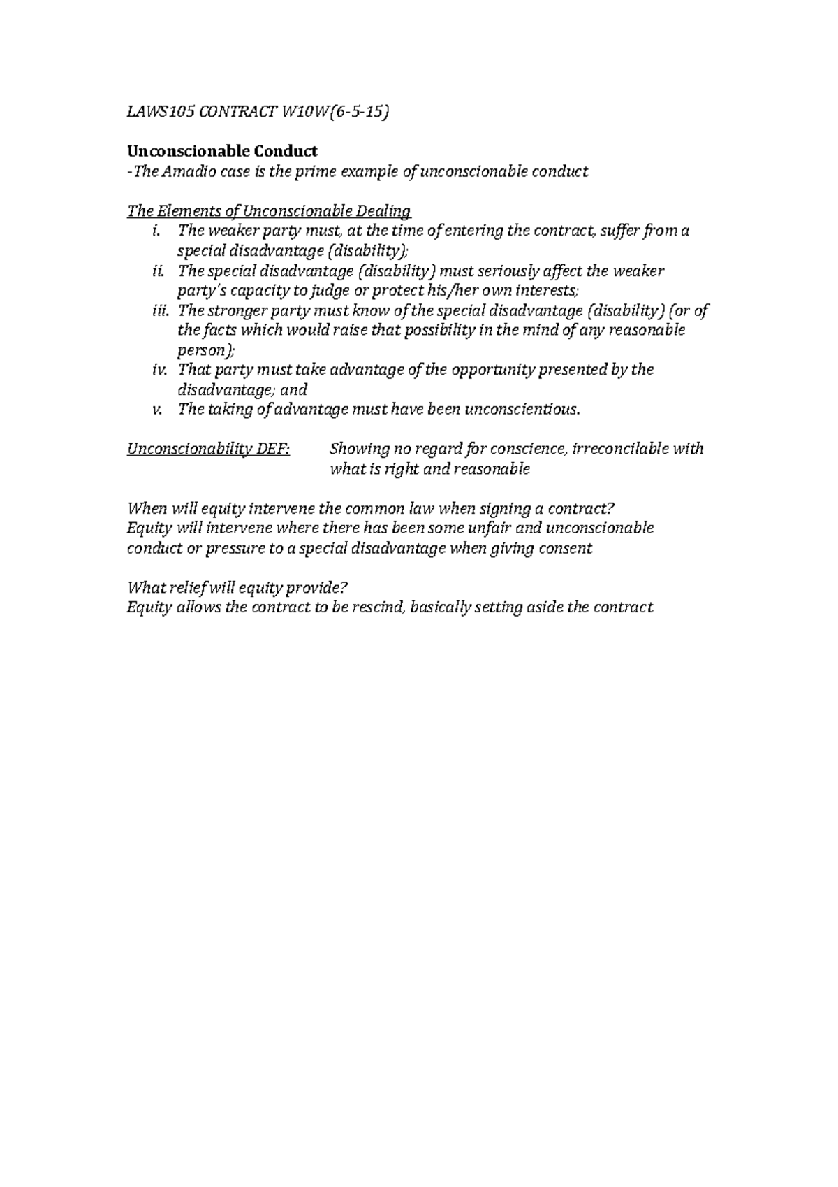 LAWS105 Contract W10W (6-5-15) - LAWS105 CONTRACT W10W (6-5-15 ...