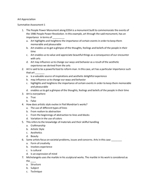 Art Appreciation Practice Material For Module 3 - A. Subject B ...