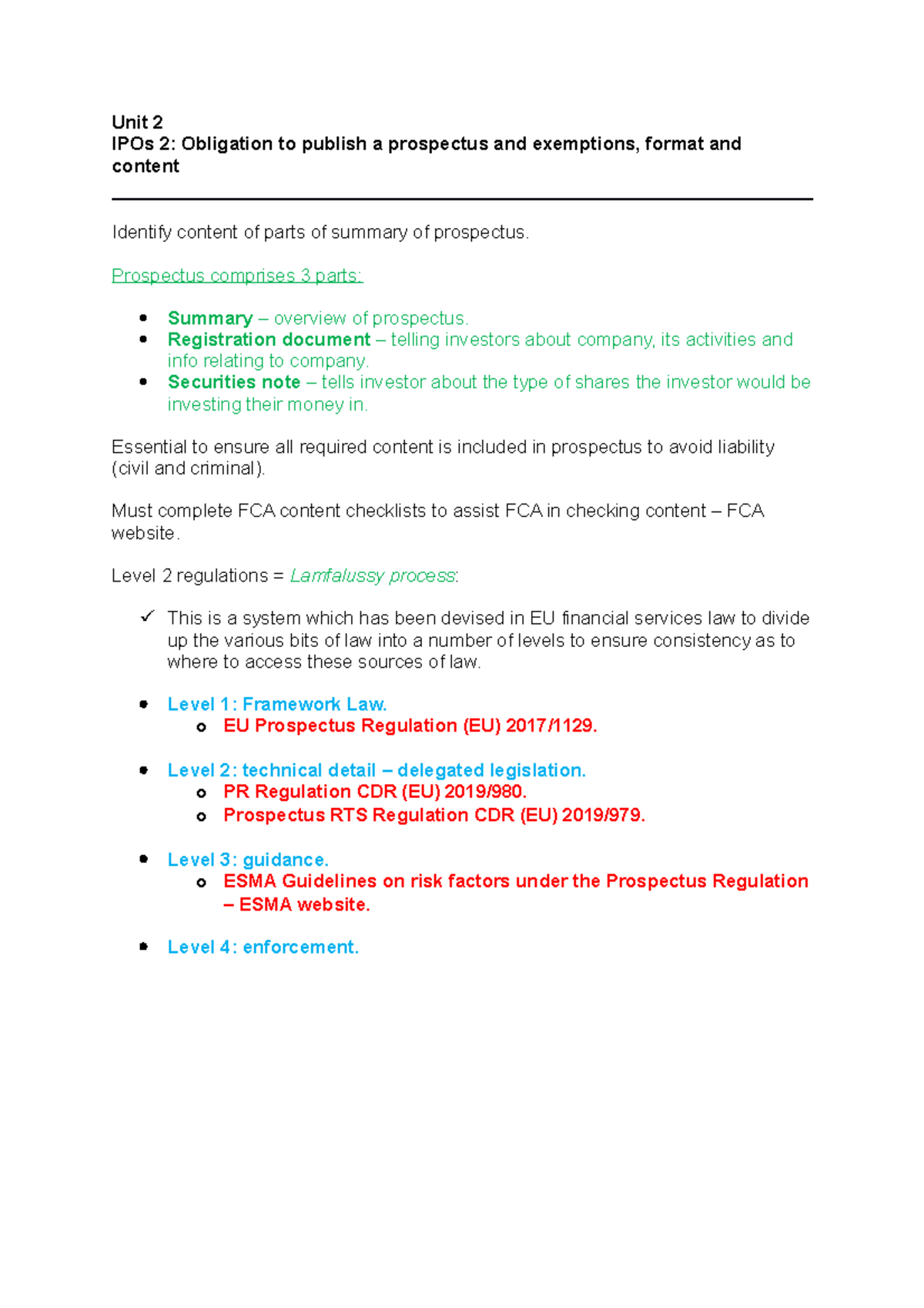 PC WS 2 - Publishing a Prospectus - Unit 2 IPOs 2: Obligation to ...