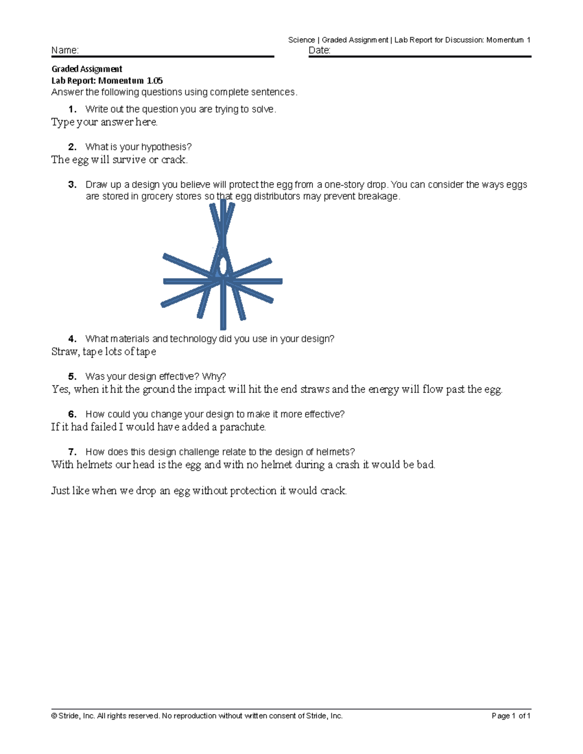1.05 Physical Momentum Lab Report 1 Science Graded Assignment Lab