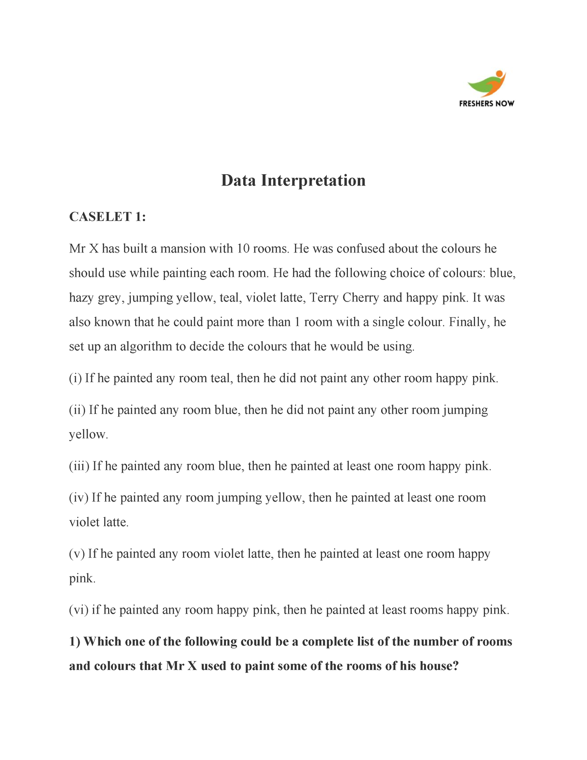 Data Interpretation Question And Answers - Data Interpretation CASELET ...