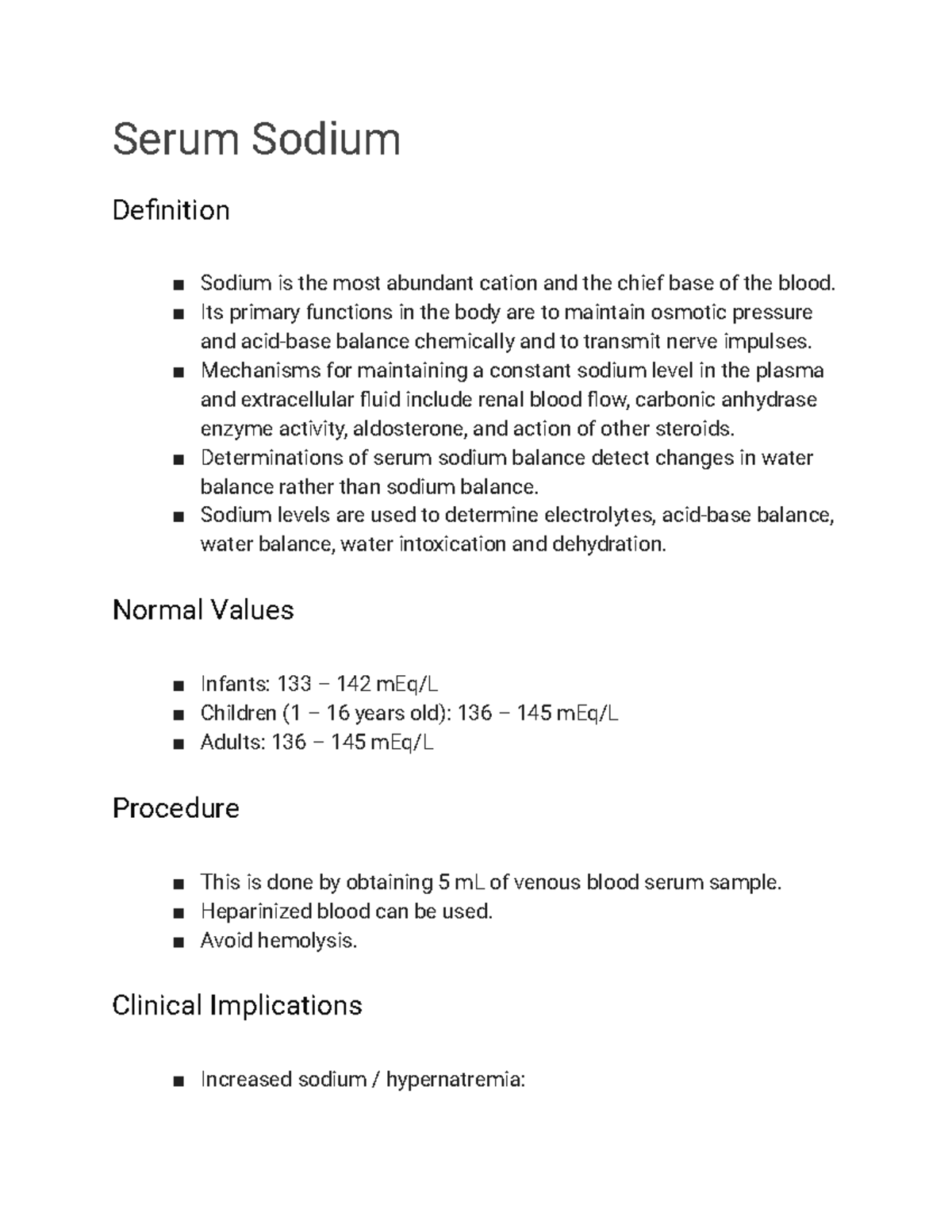 Serum Sodium carmines Serum Sodium Definition Sodium is the most