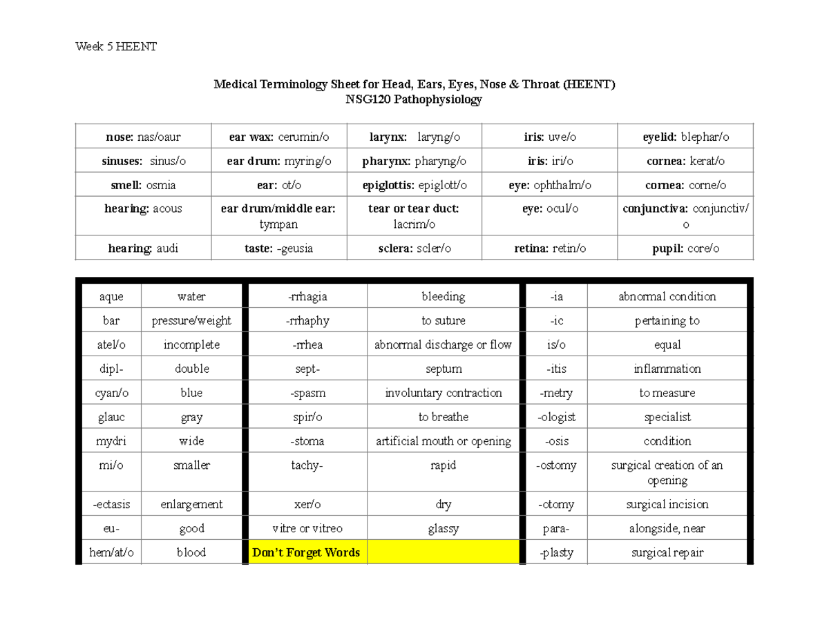 module-5-medical-terminology-sheet-for-heent-system-2022-medical