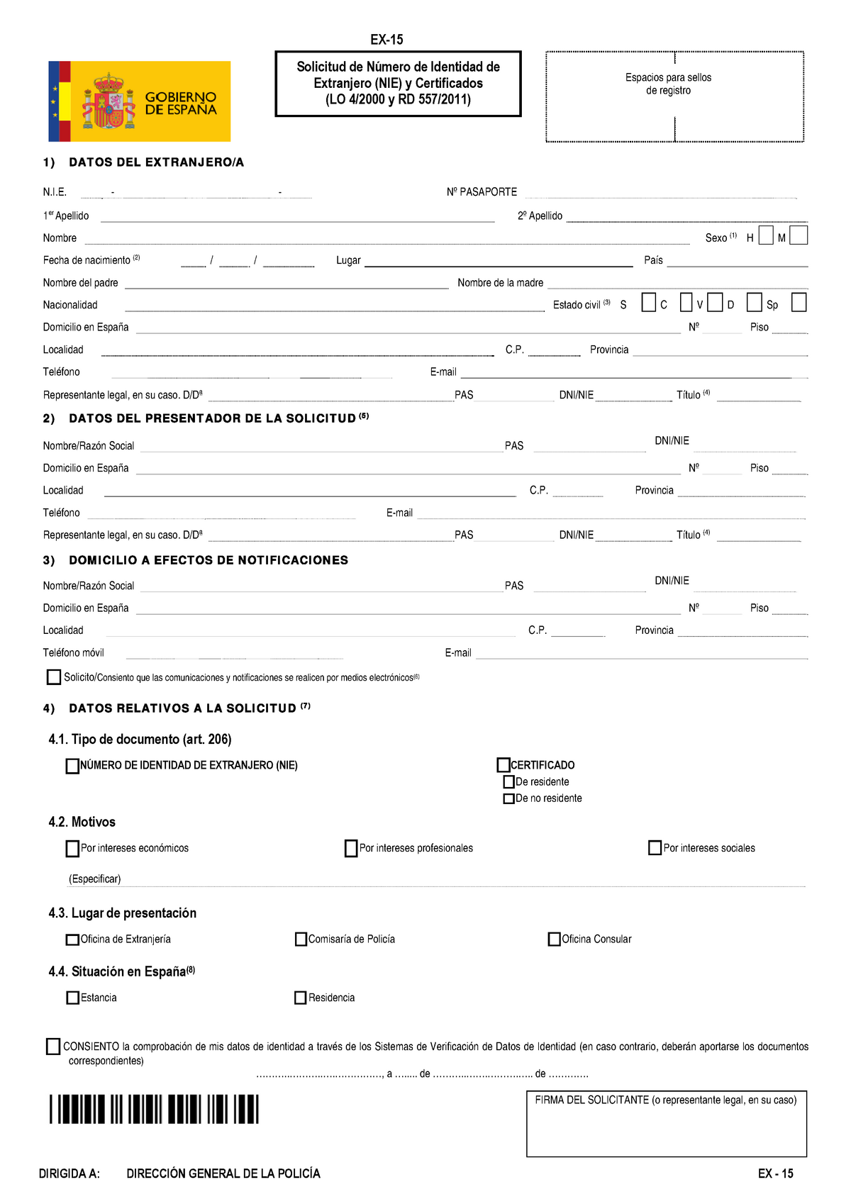 Ex 15 solicitud de numero de identidad de extranjero - Solicitud de Número  de Identidad de - Studocu