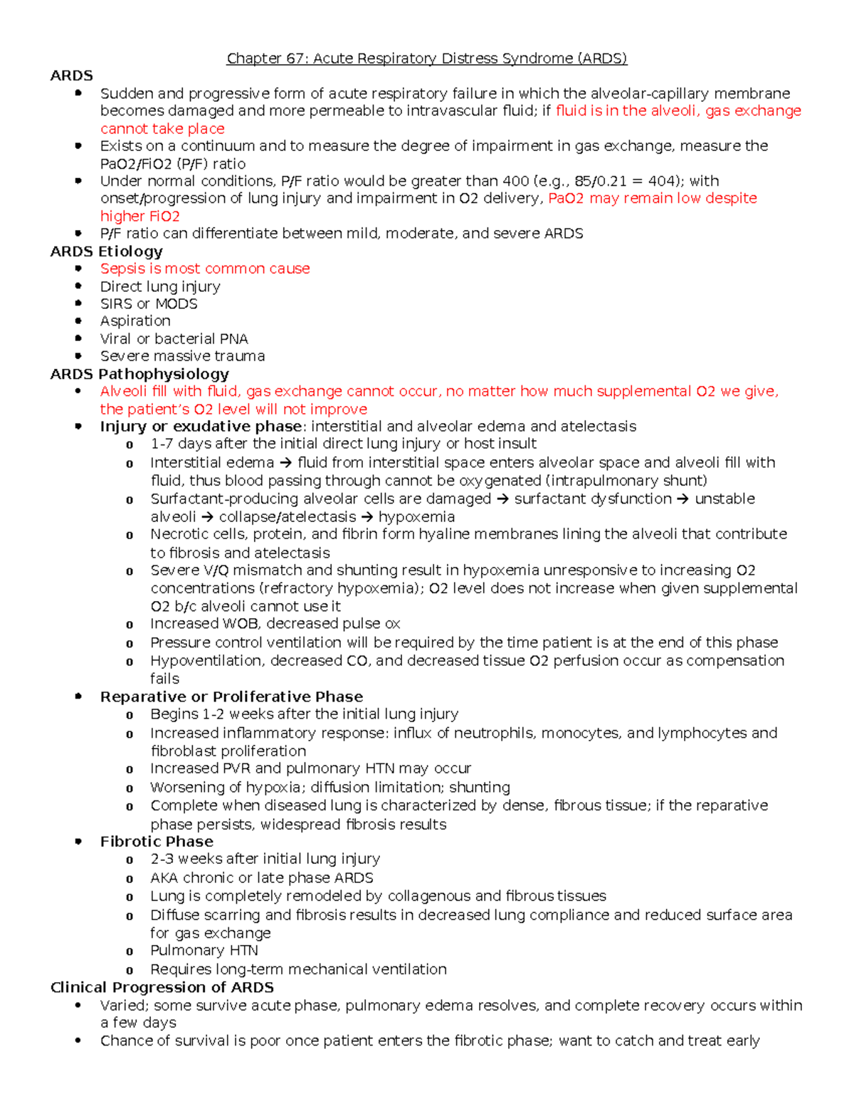 Exam 3 Review - exam 3 lecture notes and summaries - Chapter 67: Acute ...