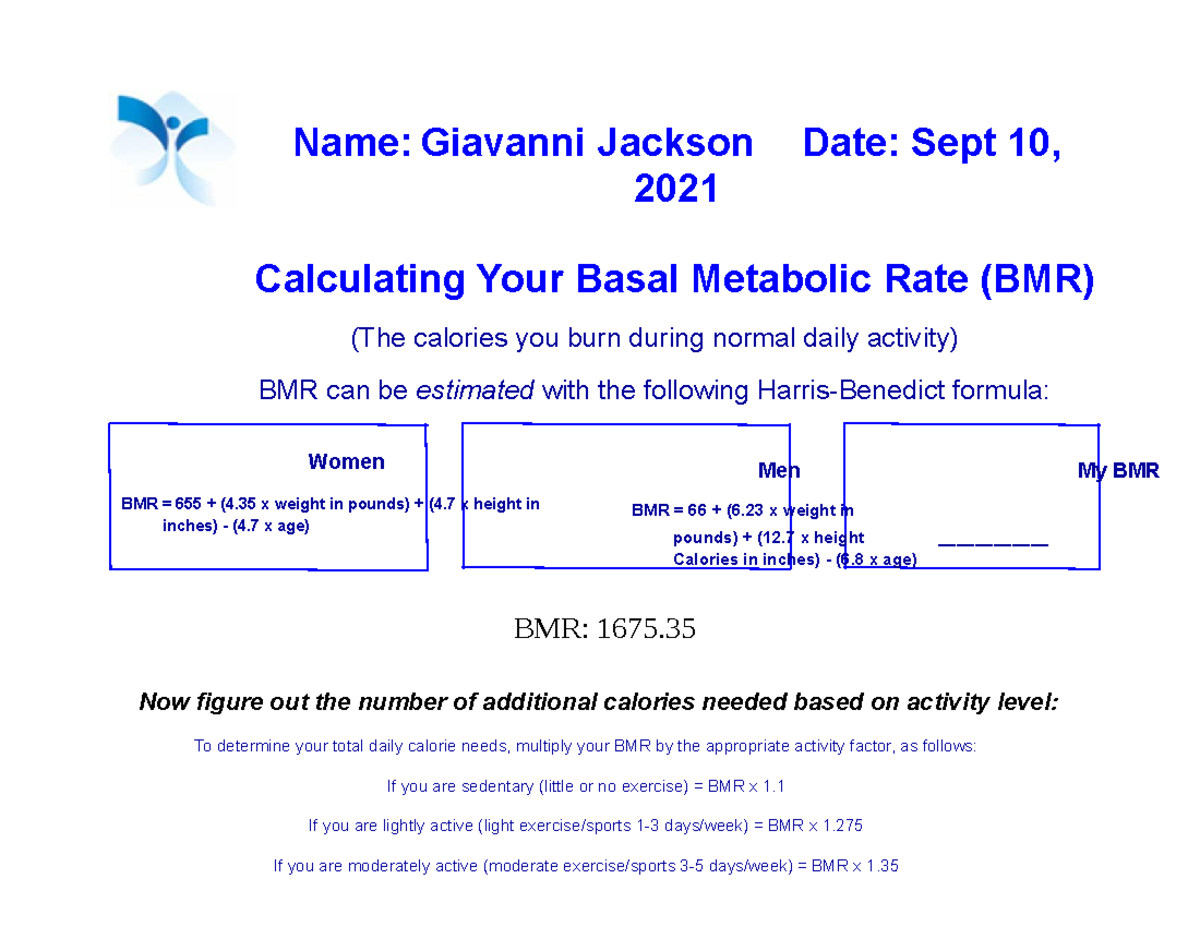 Copy of BMRCalculation Name Giavanni Jackson Date Sept 10, 2021