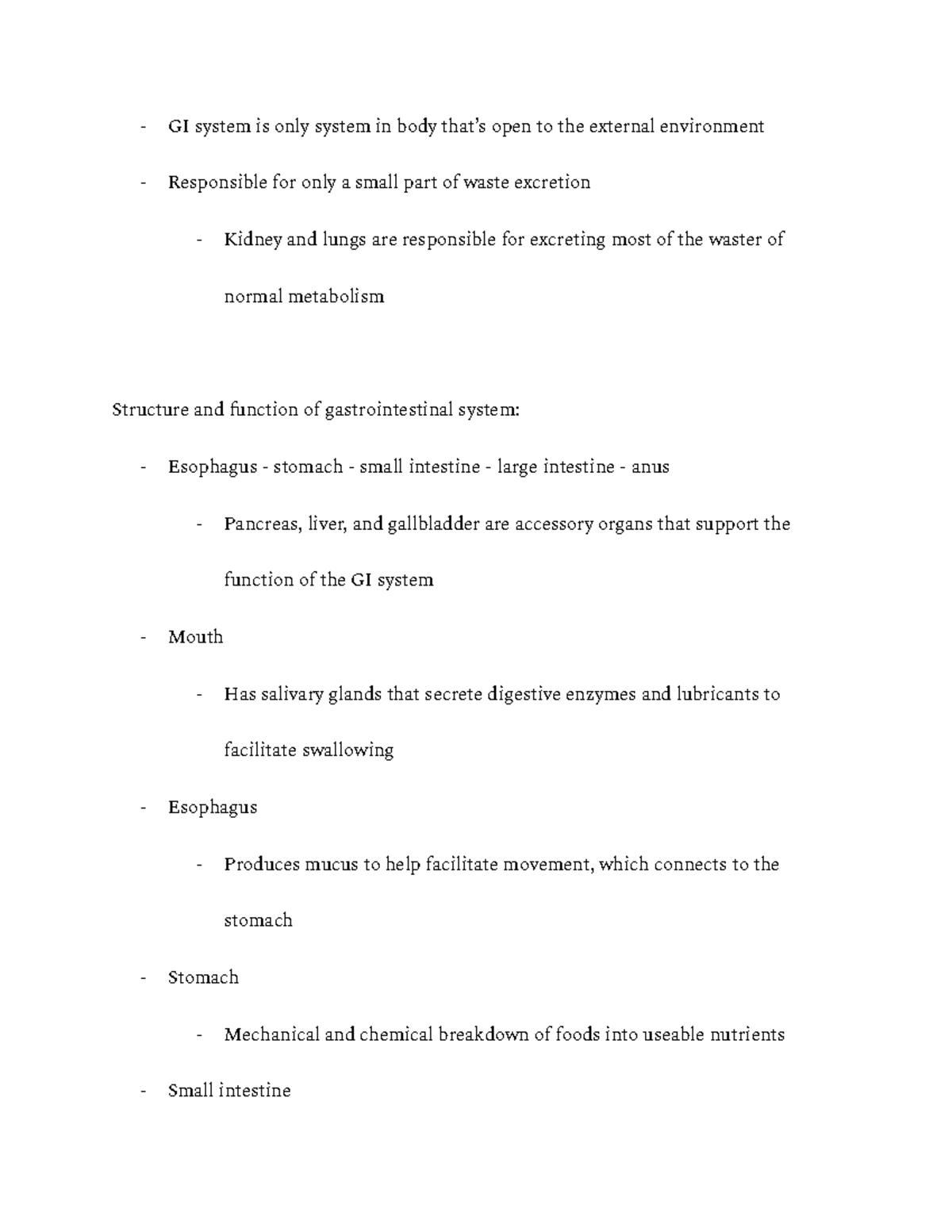 Structures of Gastrointestinal Tract - GI system is only system in body ...