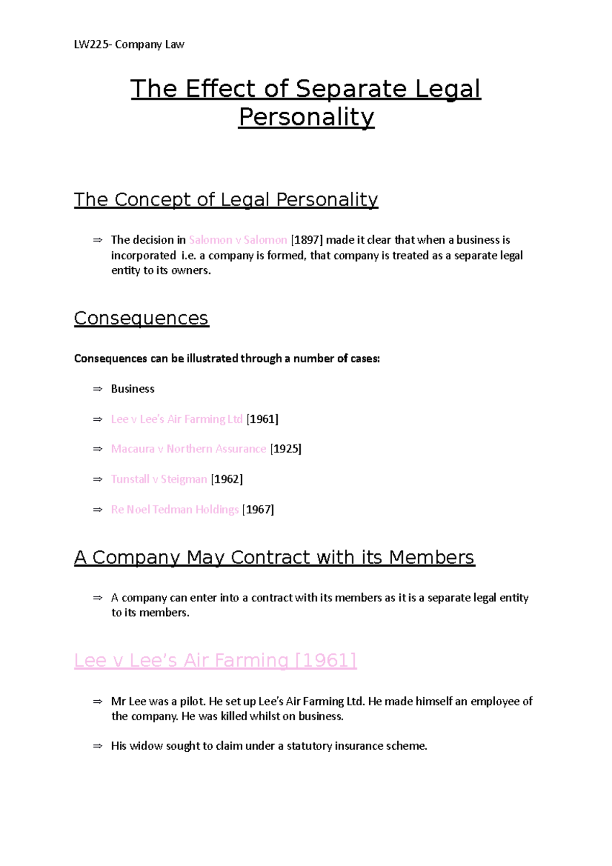 The Effect Of Separate Legal Personality The Effect Of Separate Legal 