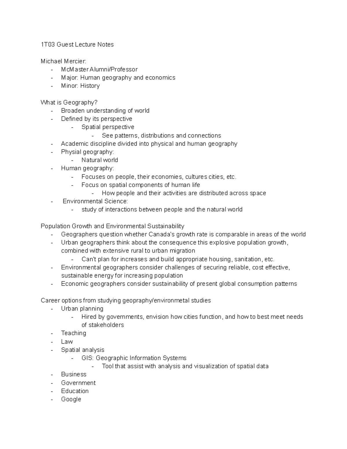 Skill Task 6 - guest lecture notes - 1T03 Guest Lecture Notes Michael ...