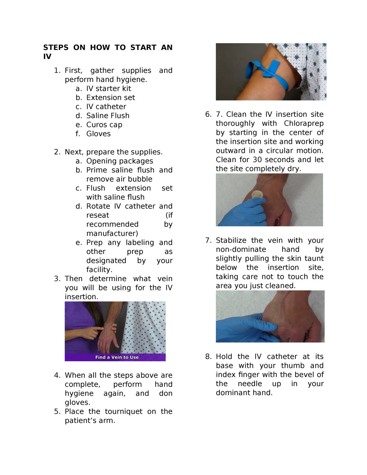 Steps ON HOW TO Start AN IV - STEPS ON HOW TO START AN IV First, gather ...