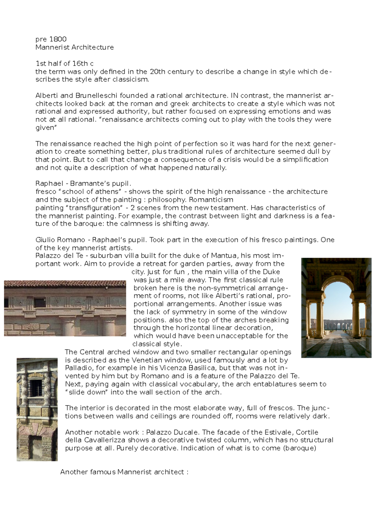 Pre 1800 Mannerist Architecture University Of Cambridge Studocu