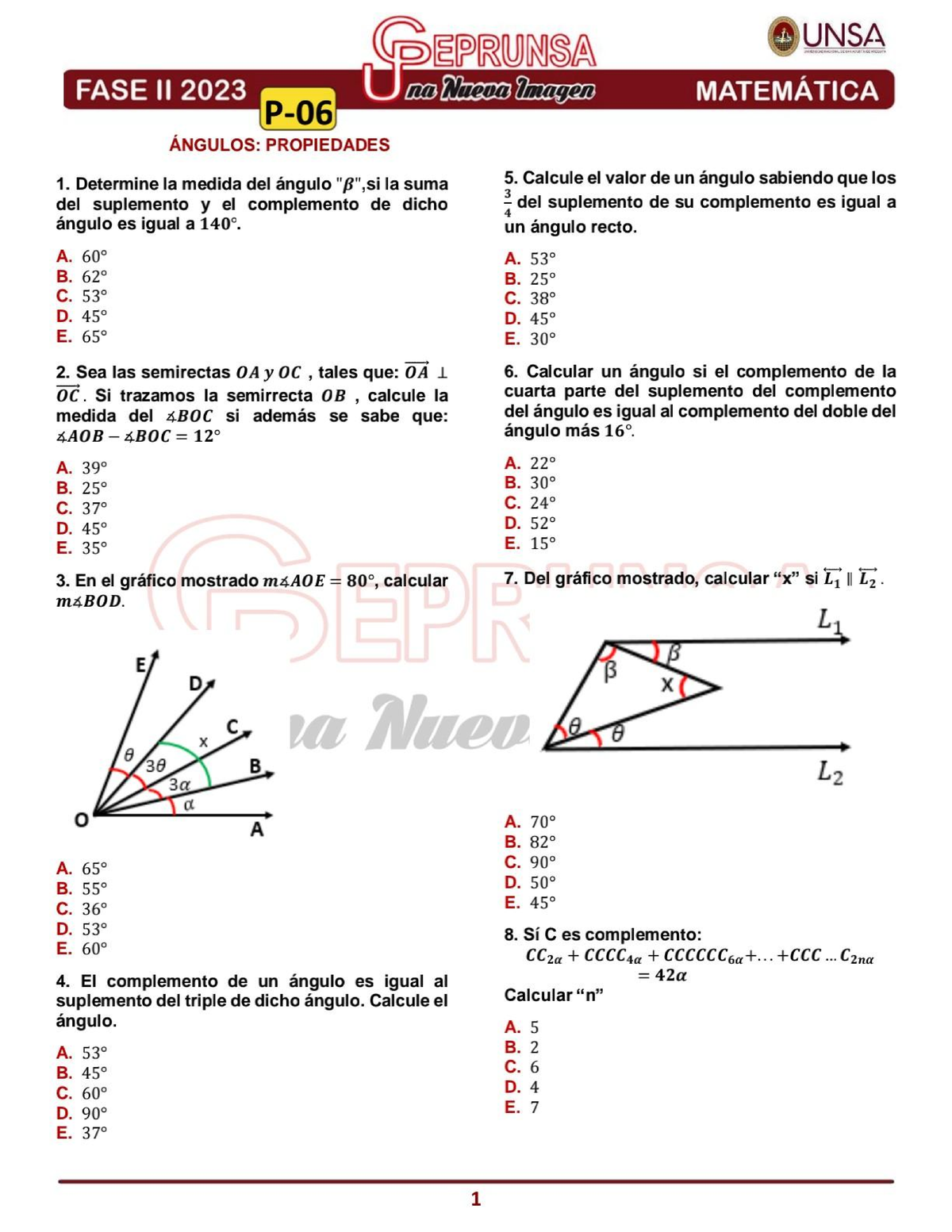 P- 06 Matemática Ceprunsa 2DA FASE - Matematica - Studocu